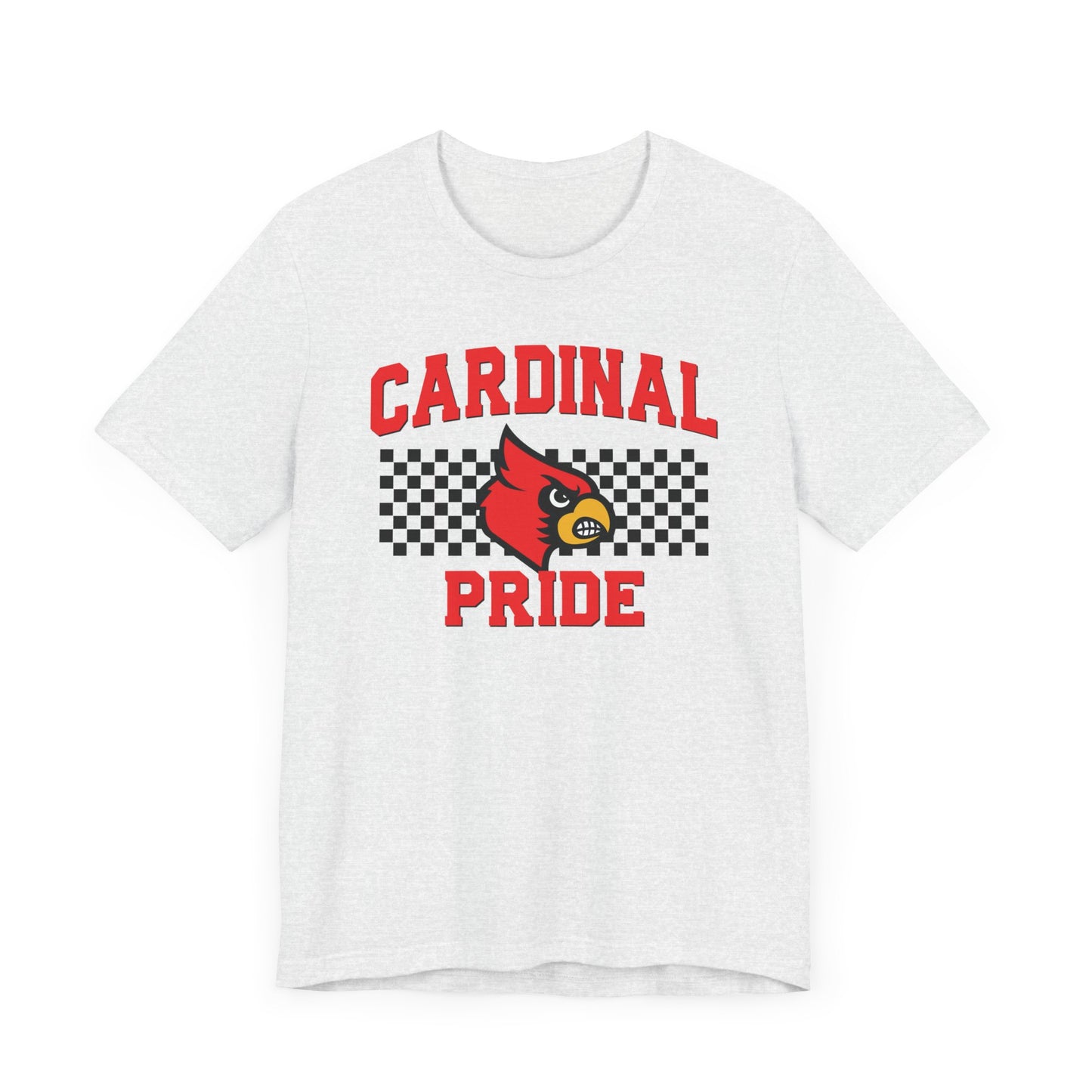 Cardinal Pride Black and White Checkerboard - Bella + Canvas Short Sleeve Tee