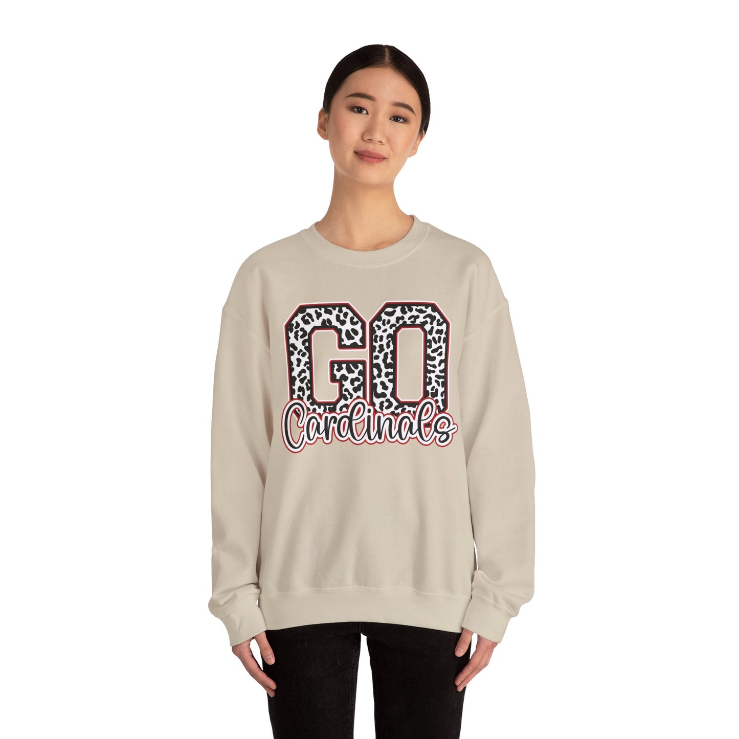 Go Cardinals Leopard Letters - Unisex Heavy Blend™ Crewneck Sweatshirt