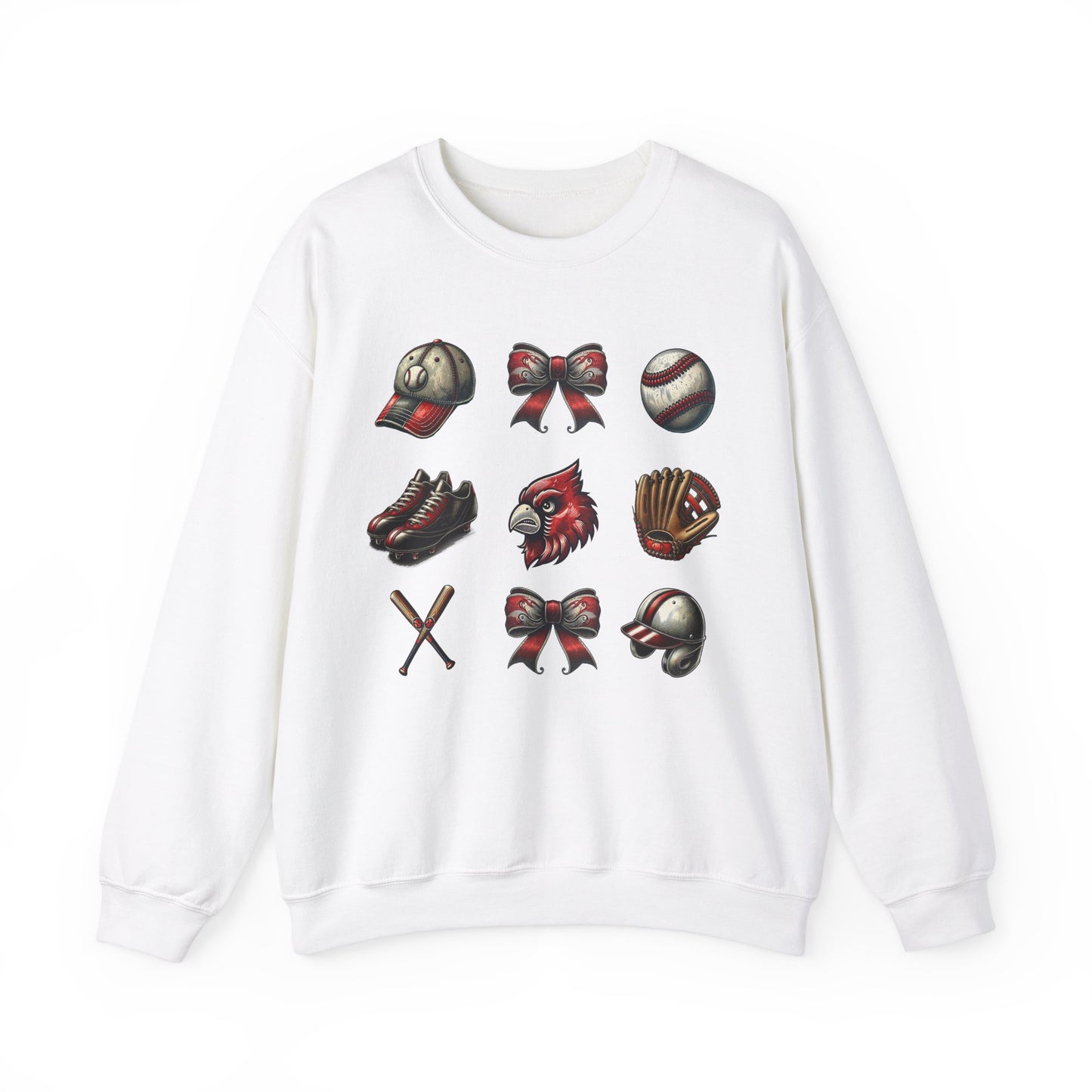 Cardinal Vintage Baseball Coquette - Unisex Heavy Blend™ Crewneck Sweatshirt