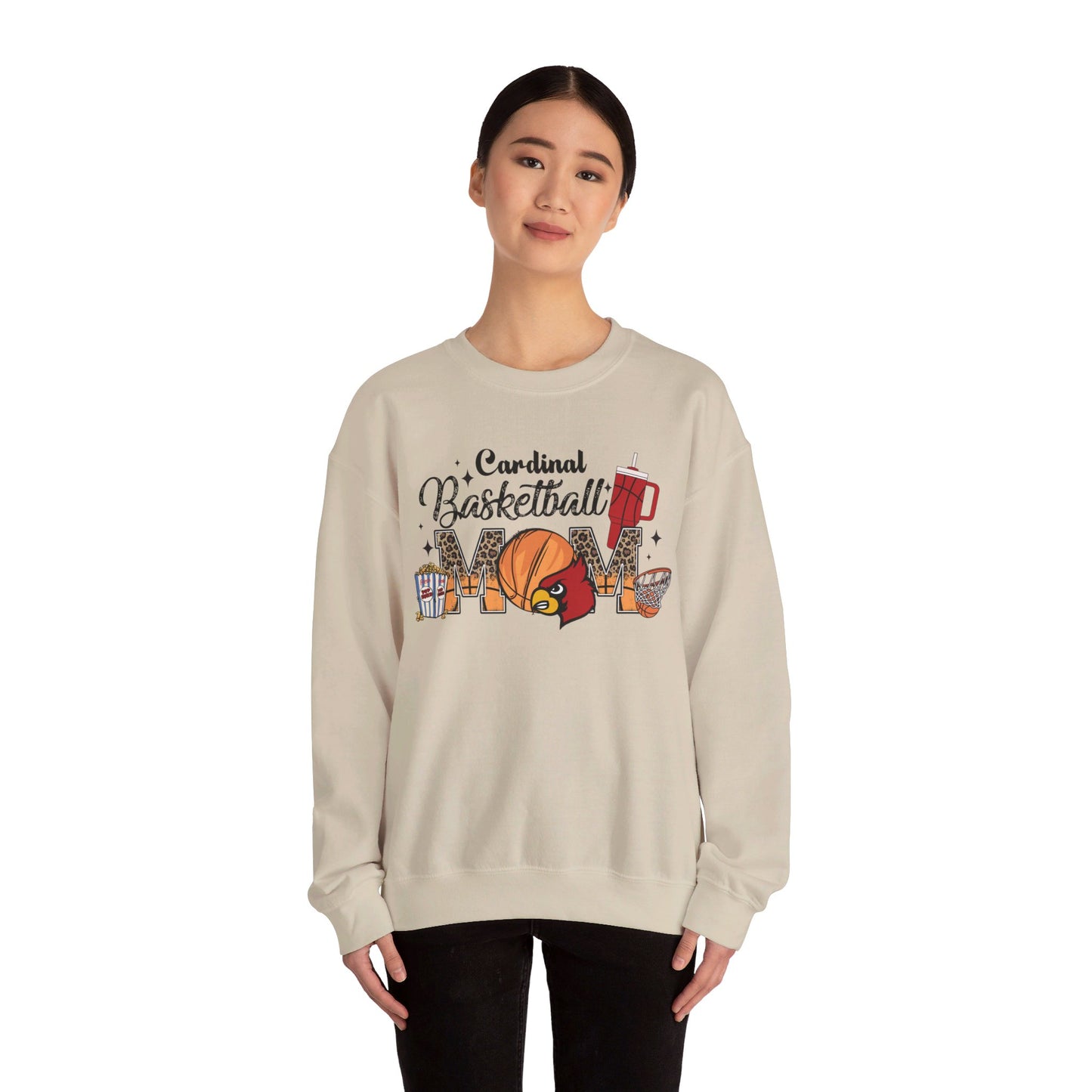 Cardinal Basketball Mom - Unisex Heavy Blend™ Crewneck Sweatshirt