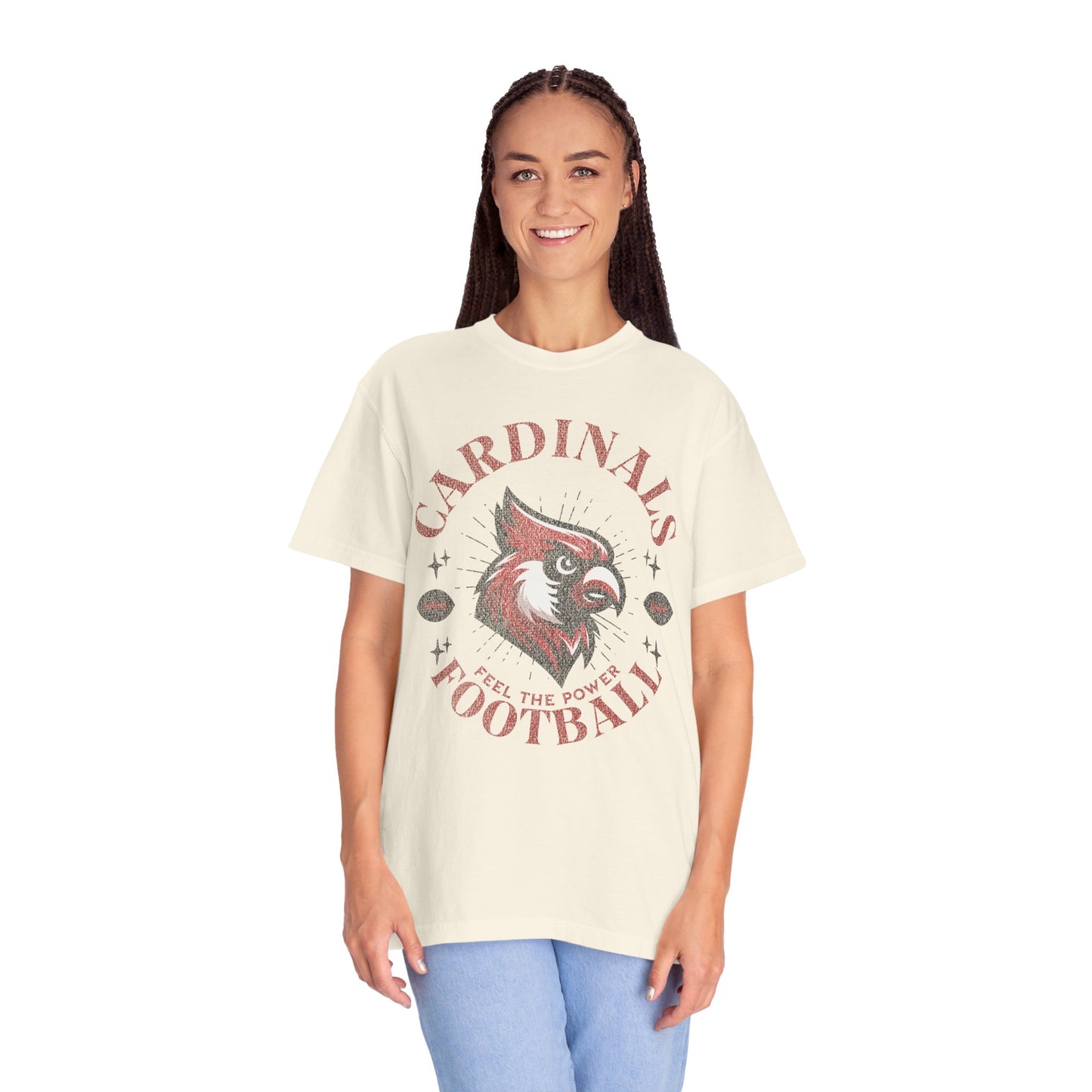 Cardinal Football Distressed - Comfort Colors T-shirt
