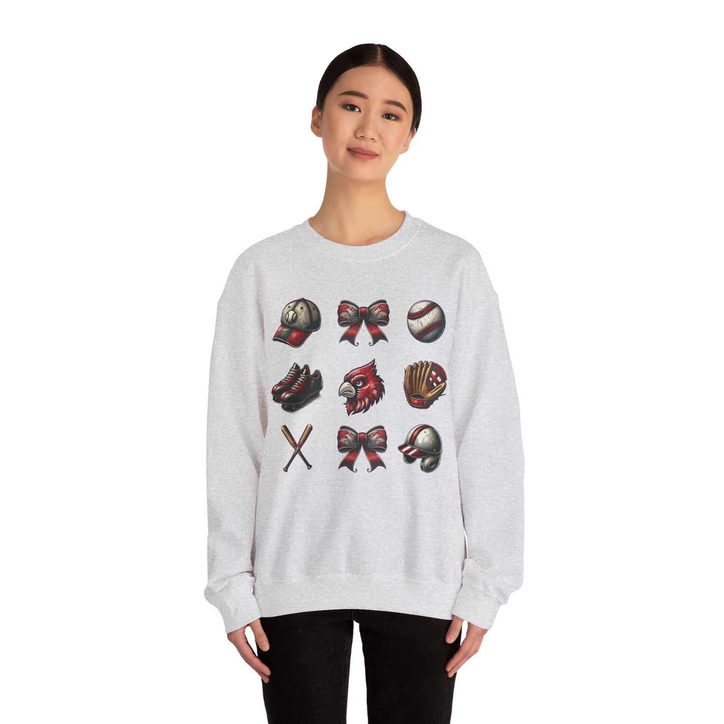 Cardinal Vintage Baseball Coquette - Unisex Heavy Blend™ Crewneck Sweatshirt
