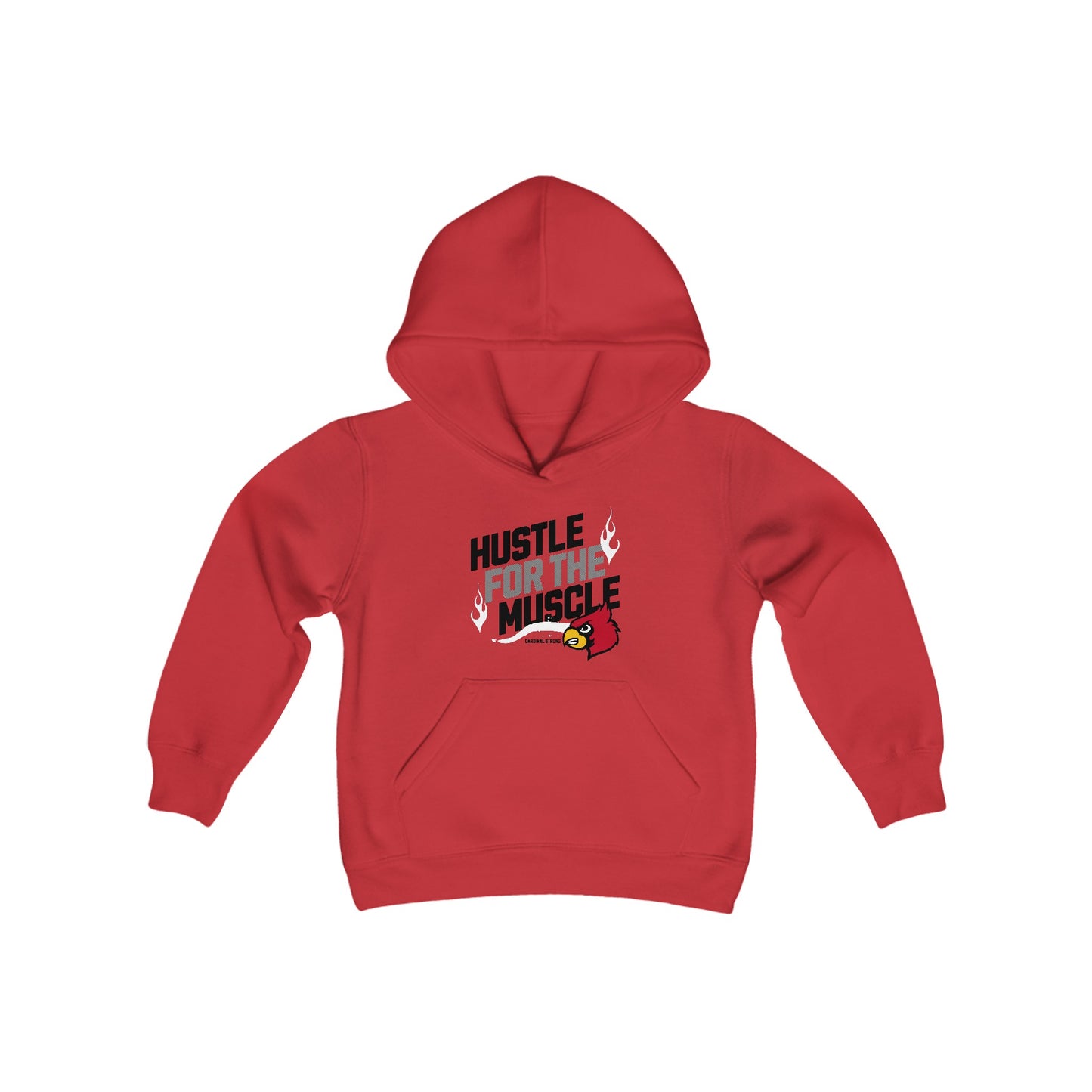 Hustle for the Muscle Cardinal - Youth Heavy Blend Hooded Sweatshirt