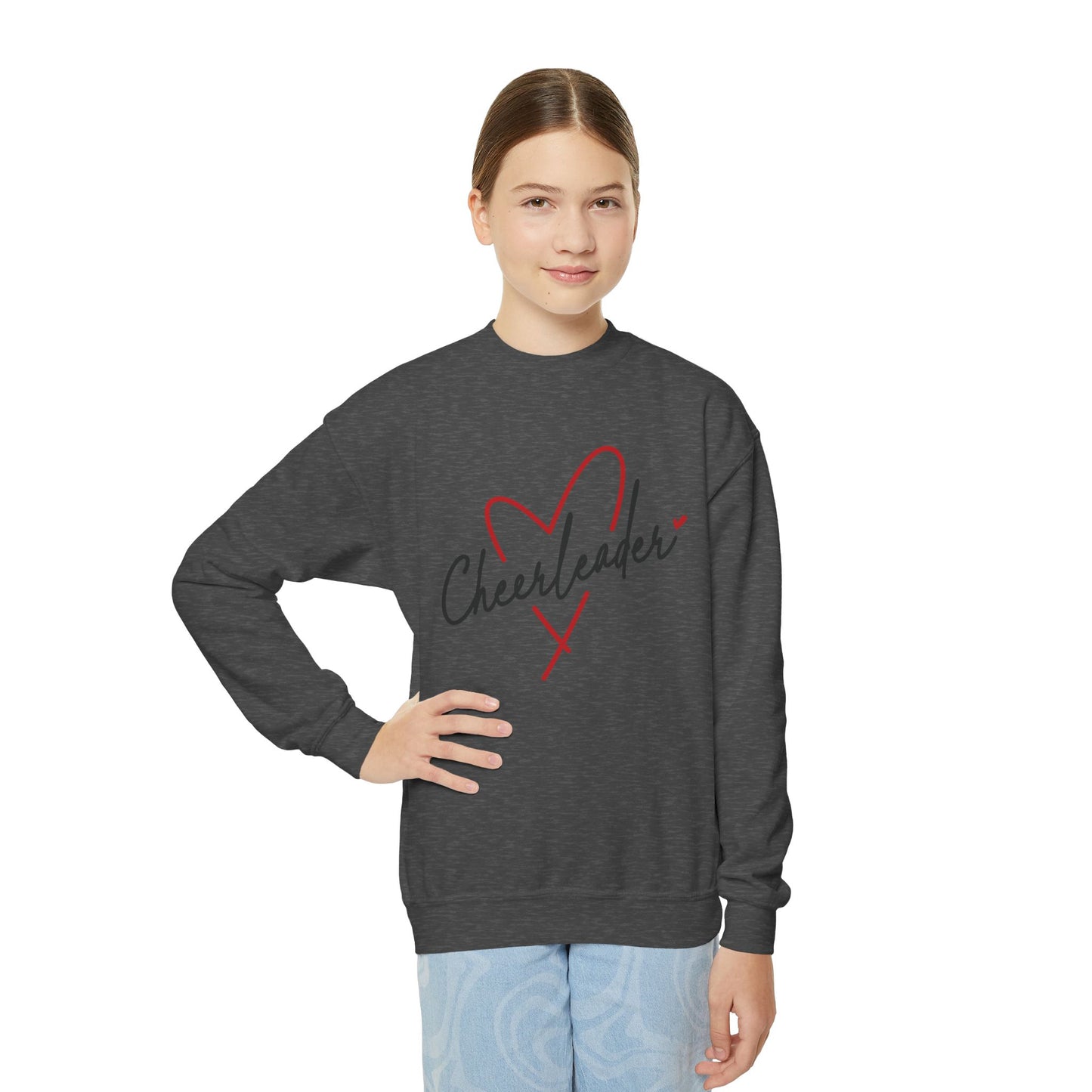 Cheerleader Heart - Youth Crew Sweatshirt