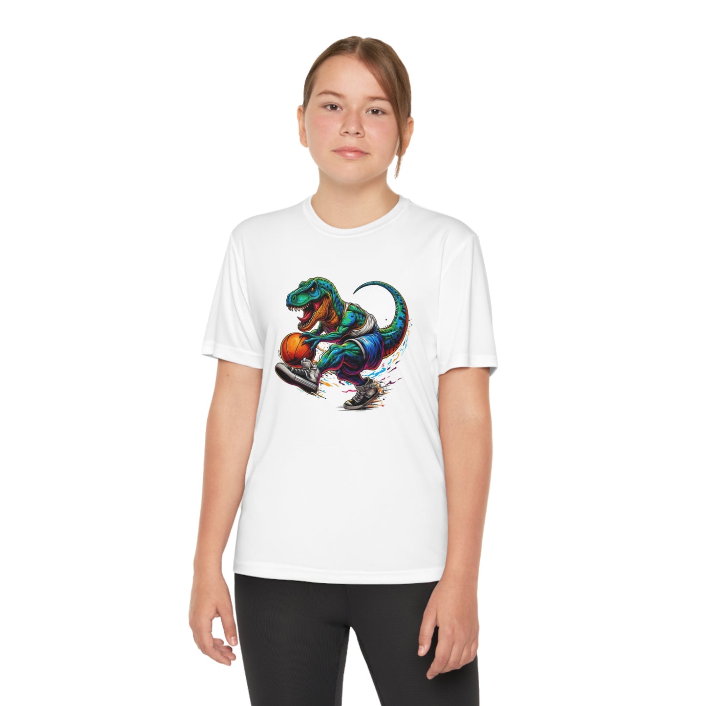 Basketball Dinosaur - Youth Sport-Tek® Competitor™ Tee