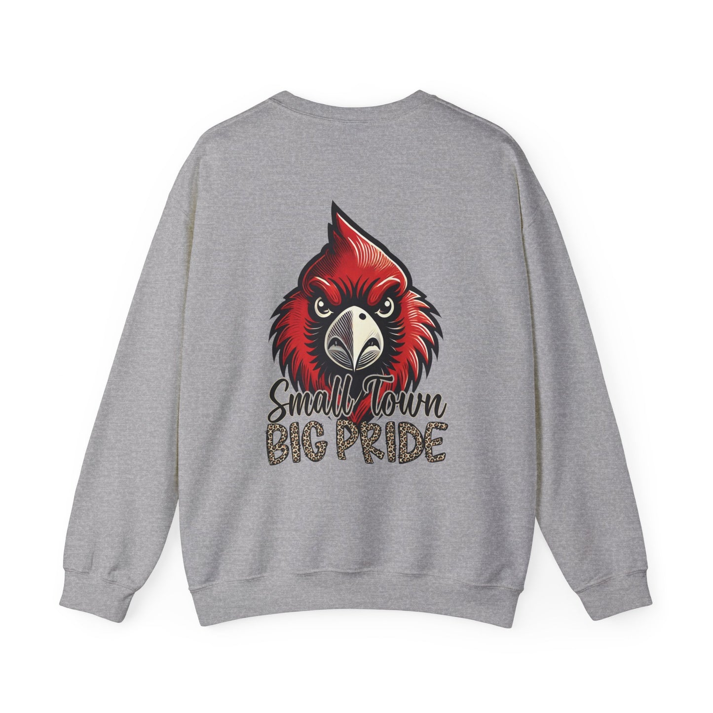 Cardinal Small Town Big Pride Back Design - Unisex Heavy Blend™ Crewneck Sweatshirt