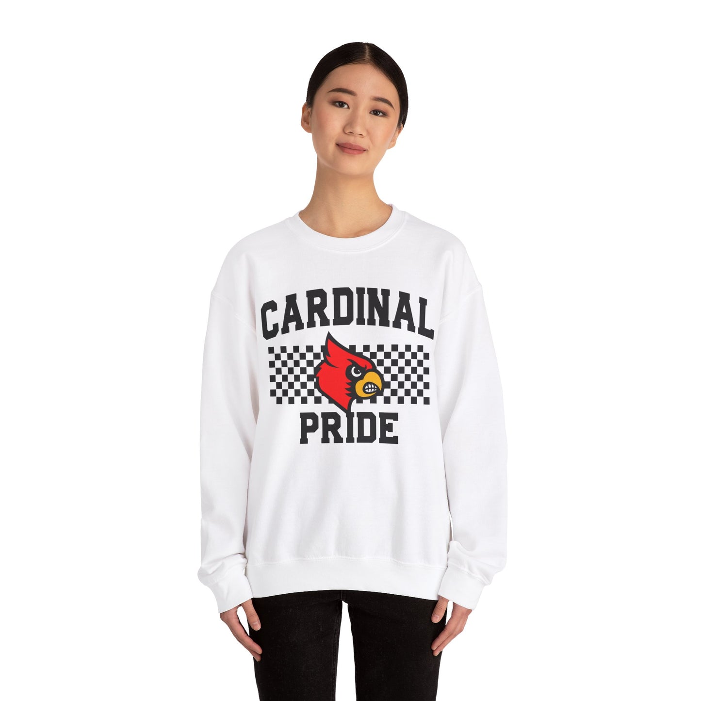 Cardinal Pride Black and White Checkerboard - Unisex Heavy Blend™ Crewneck Sweatshirt