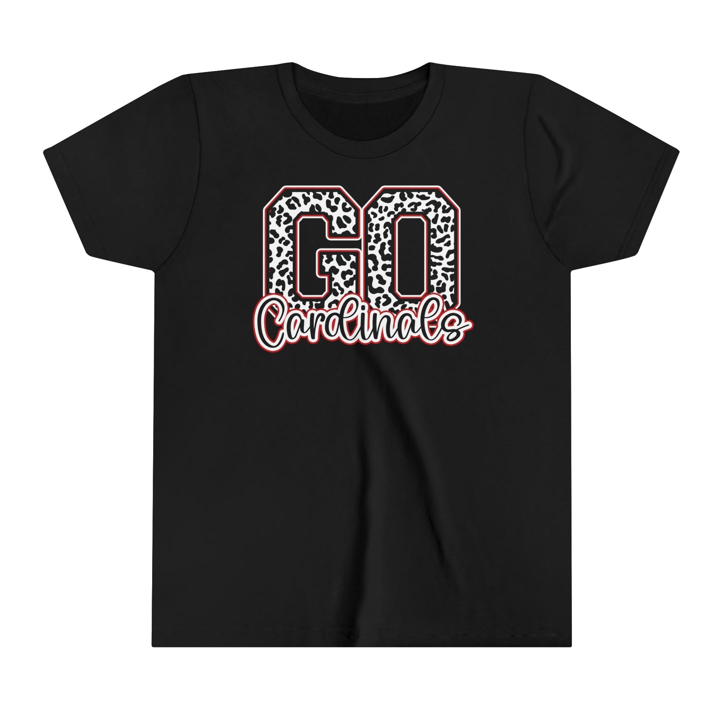 Go Cardinals Leopard Letters - Bella + Canvas Youth Tee