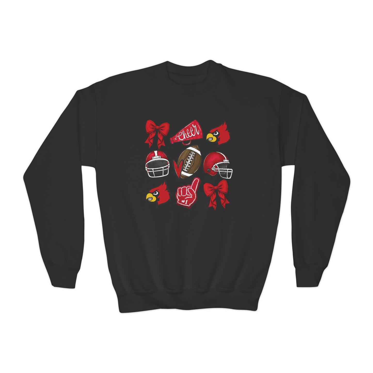 Football and Cheer Coquette - Youth Crew Sweatshirt