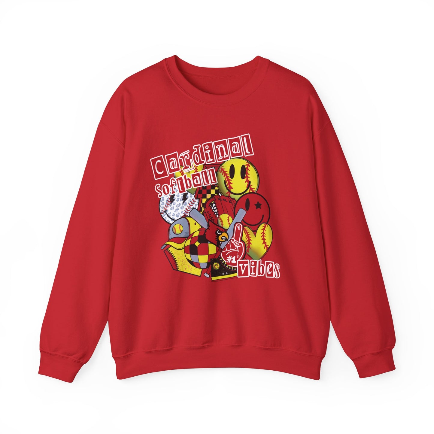 Cardinal Softball Vibes - Unisex Heavy Blend™ Crewneck Sweatshirt