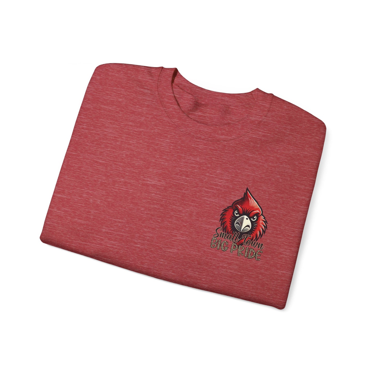 Cardinal Small Town Big Pride Back Design - Unisex Heavy Blend™ Crewneck Sweatshirt