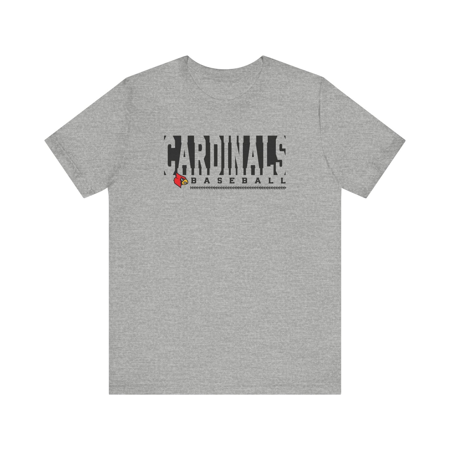 Cardinals Baseball Inset Text - Bella + Canvas Short Sleeve Tee
