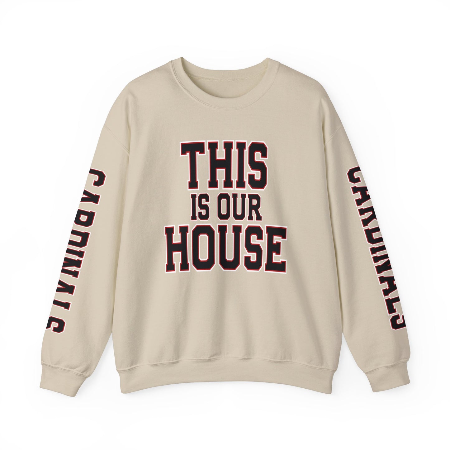 This is Our House Cardinals Sleeves - Unisex Heavy Blend™ Crewneck Sweatshirt