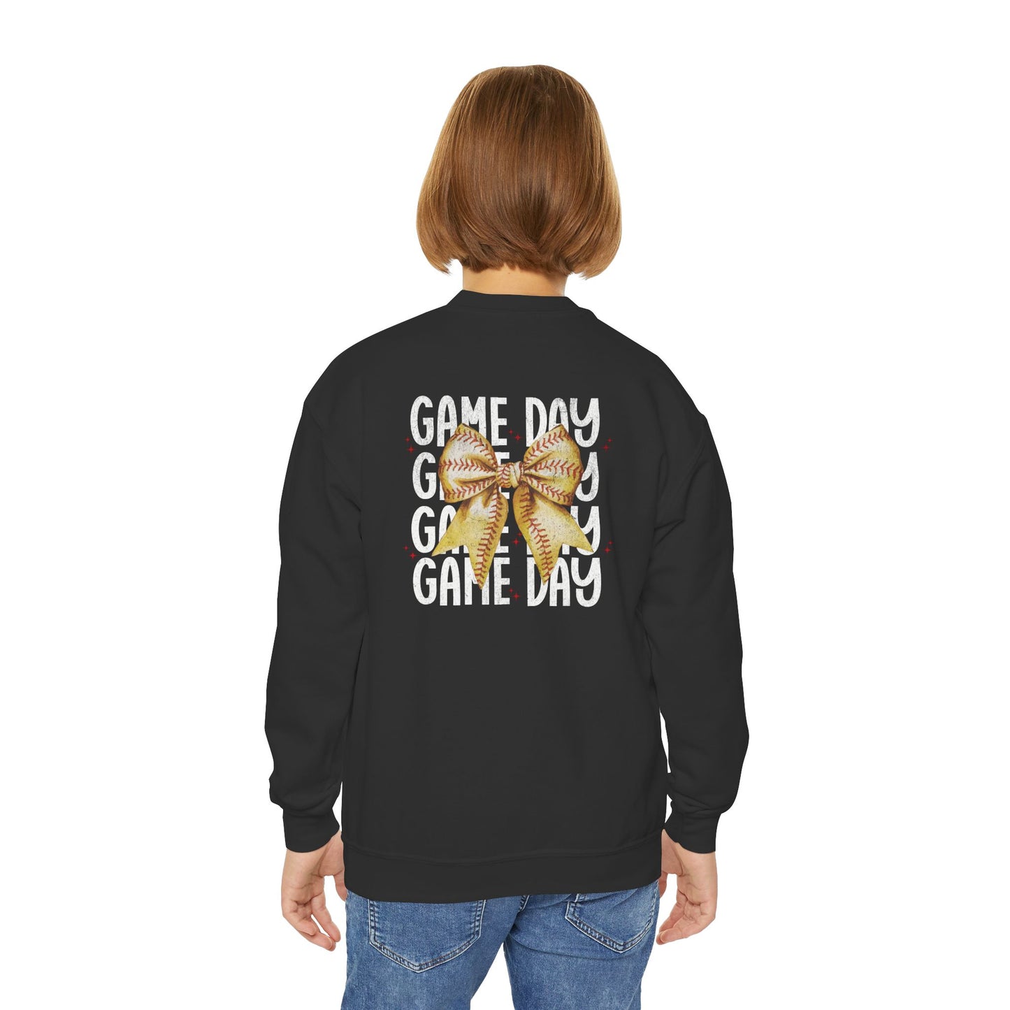 Game Day Softball Coquette - Youth Crew Sweatshirt