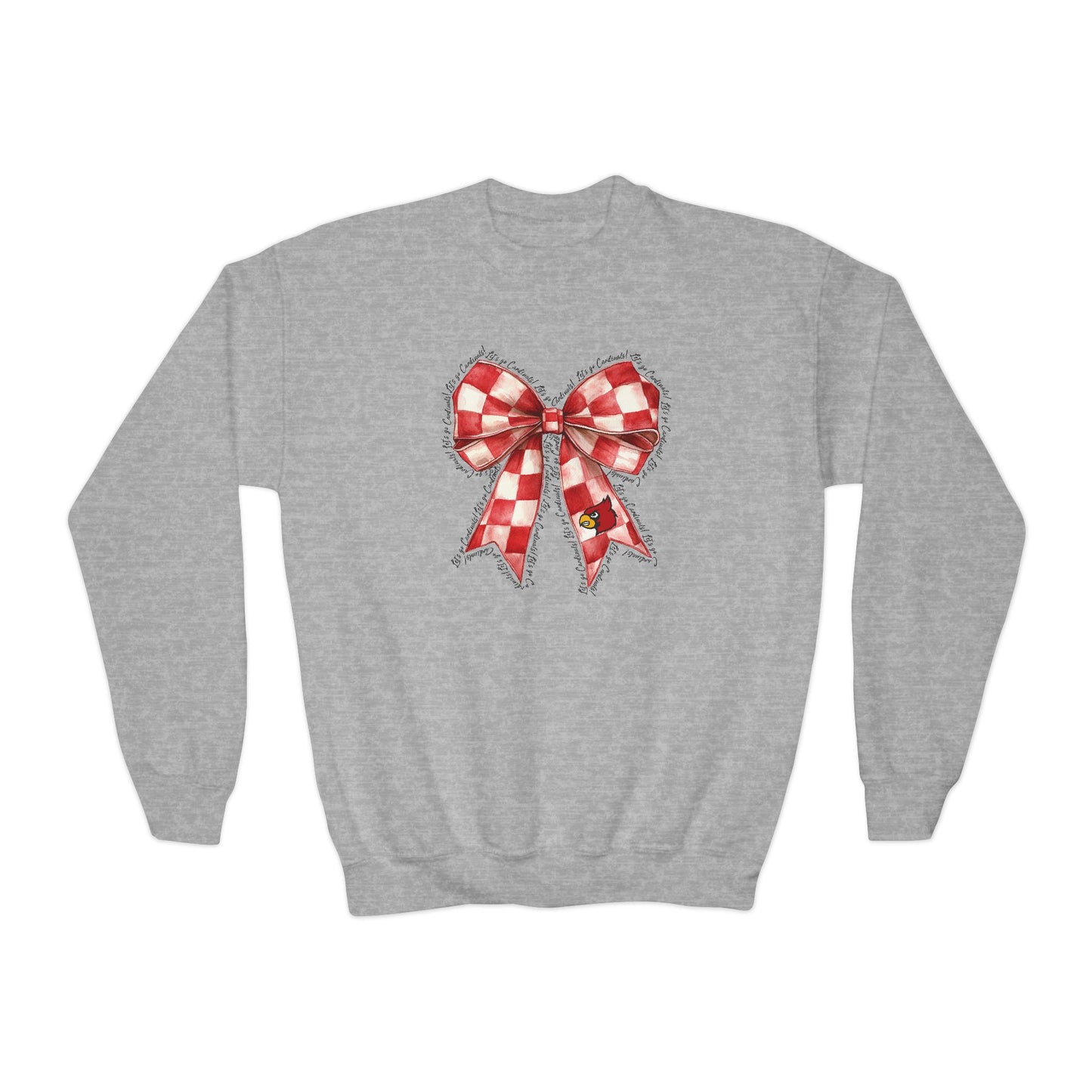 Let's go Cardinals Coquette Bow - Youth Crew Sweatshirt