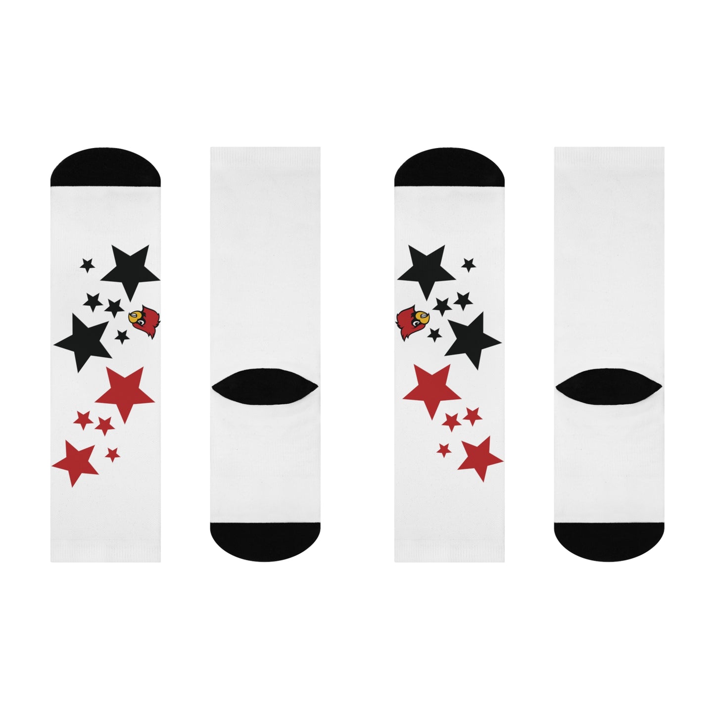 Cardinals Stars - White Cushioned Crew Socks