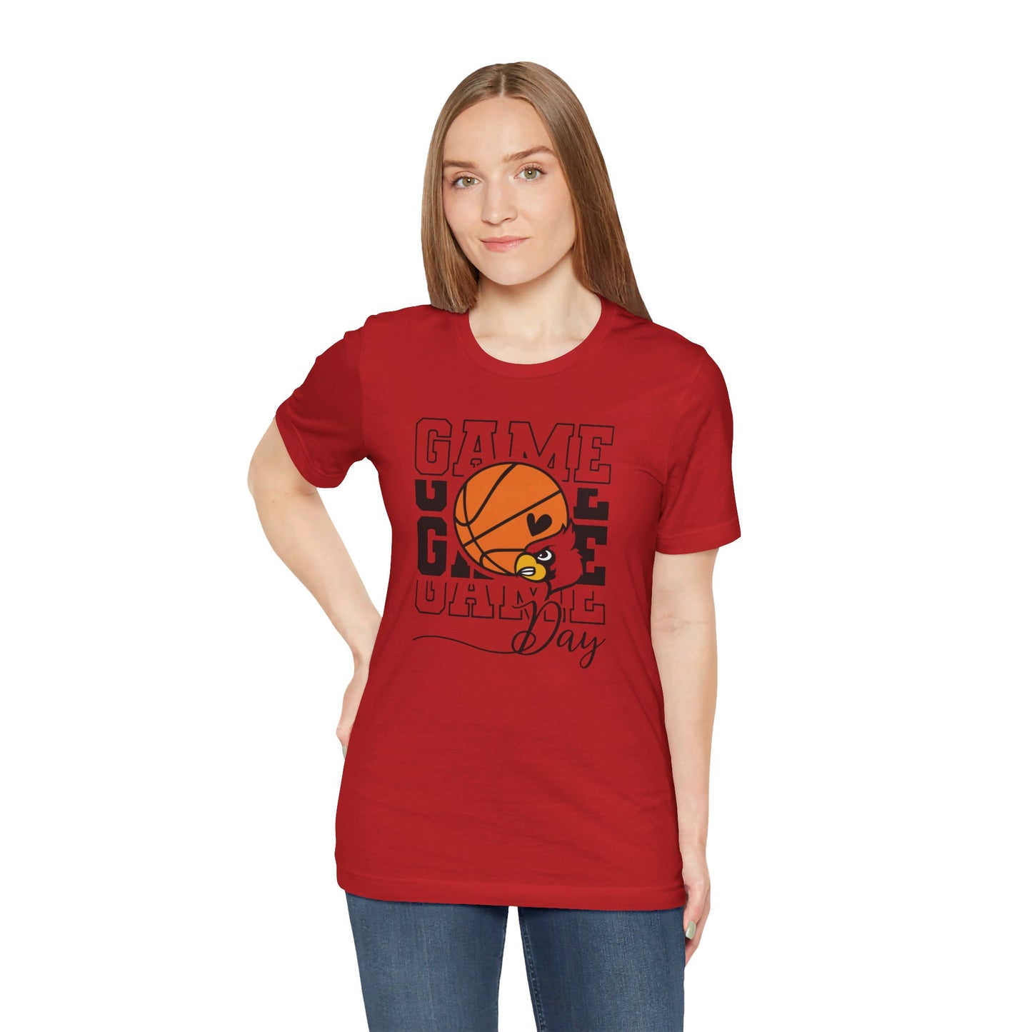 Cardinal Game Day Basketball - Bella + Canvas Short Sleeve Tee