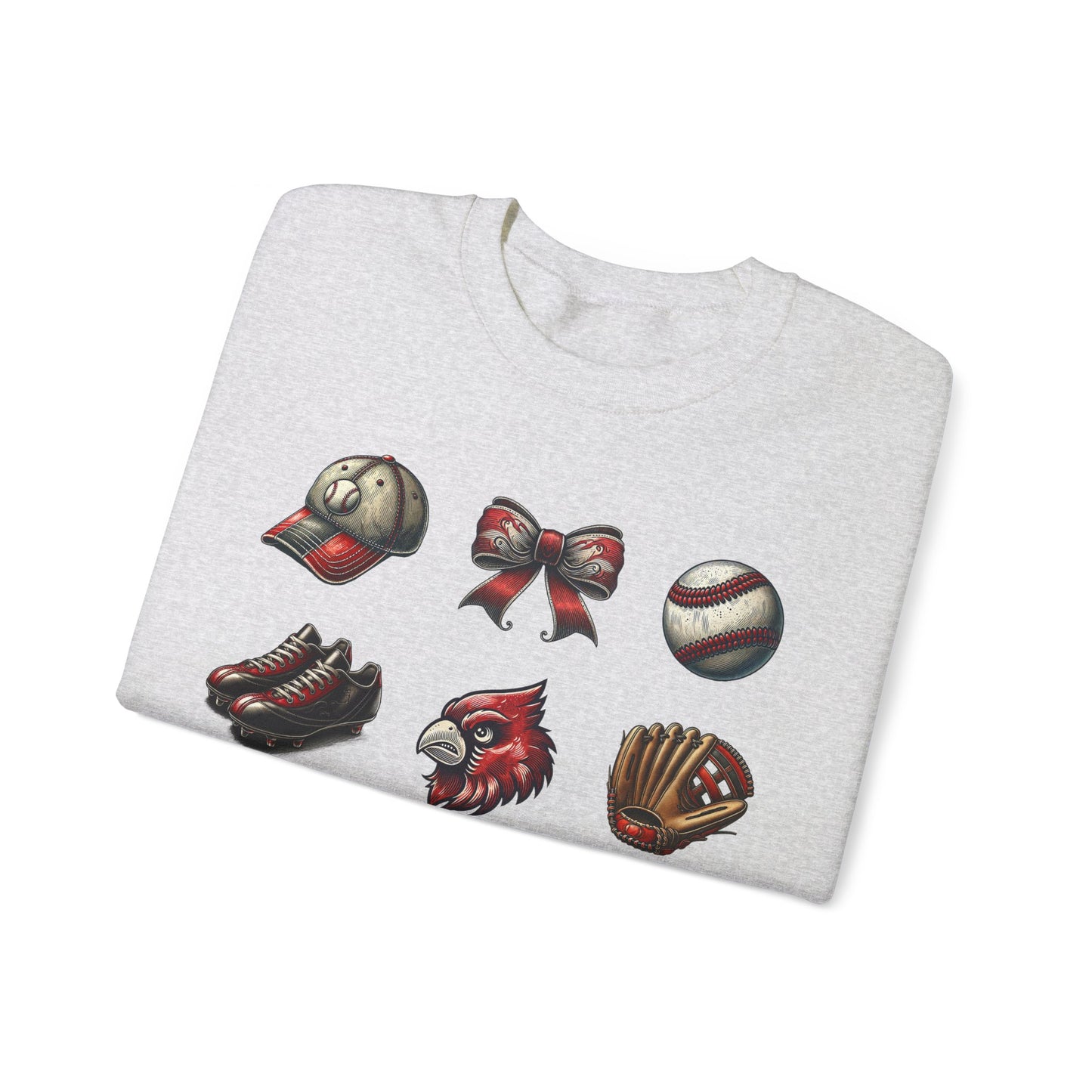 Cardinal Vintage Baseball Coquette - Unisex Heavy Blend™ Crewneck Sweatshirt