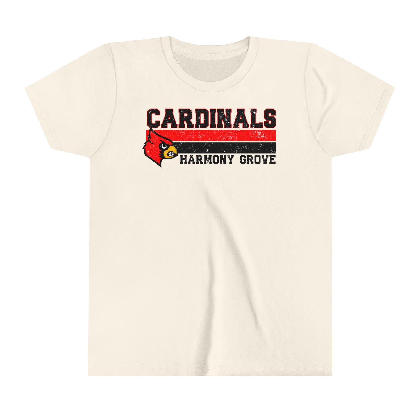 Cardinals Harmony Grove Stripe - Bella + Canvas Youth Tee