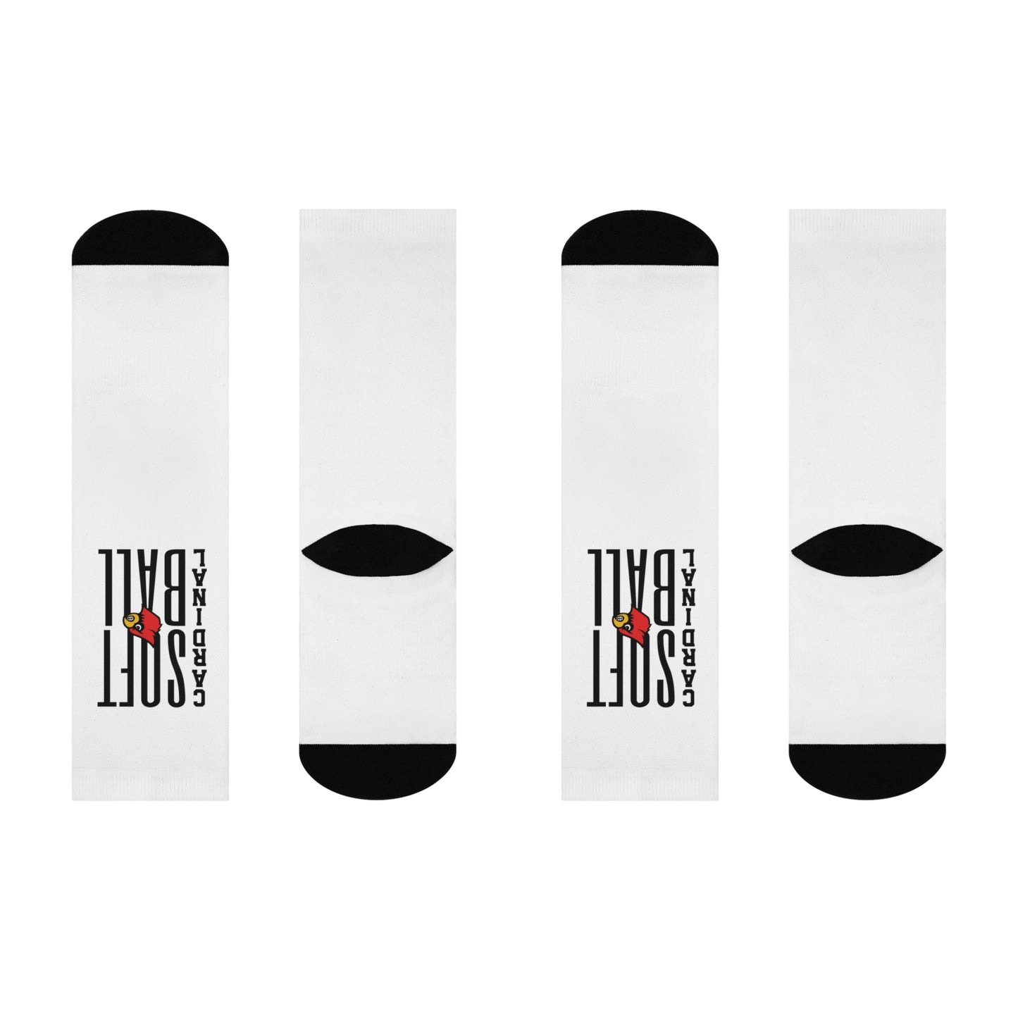 Cardinal Softball - White Cushioned Crew Socks