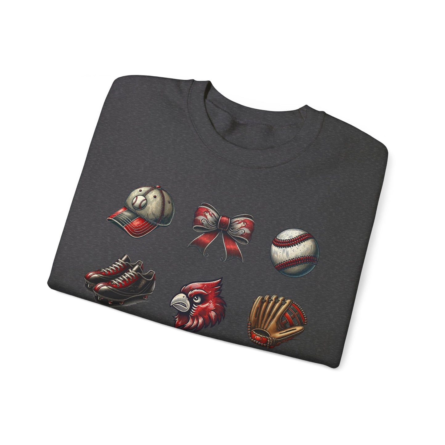 Cardinal Vintage Baseball Coquette - Unisex Heavy Blend™ Crewneck Sweatshirt
