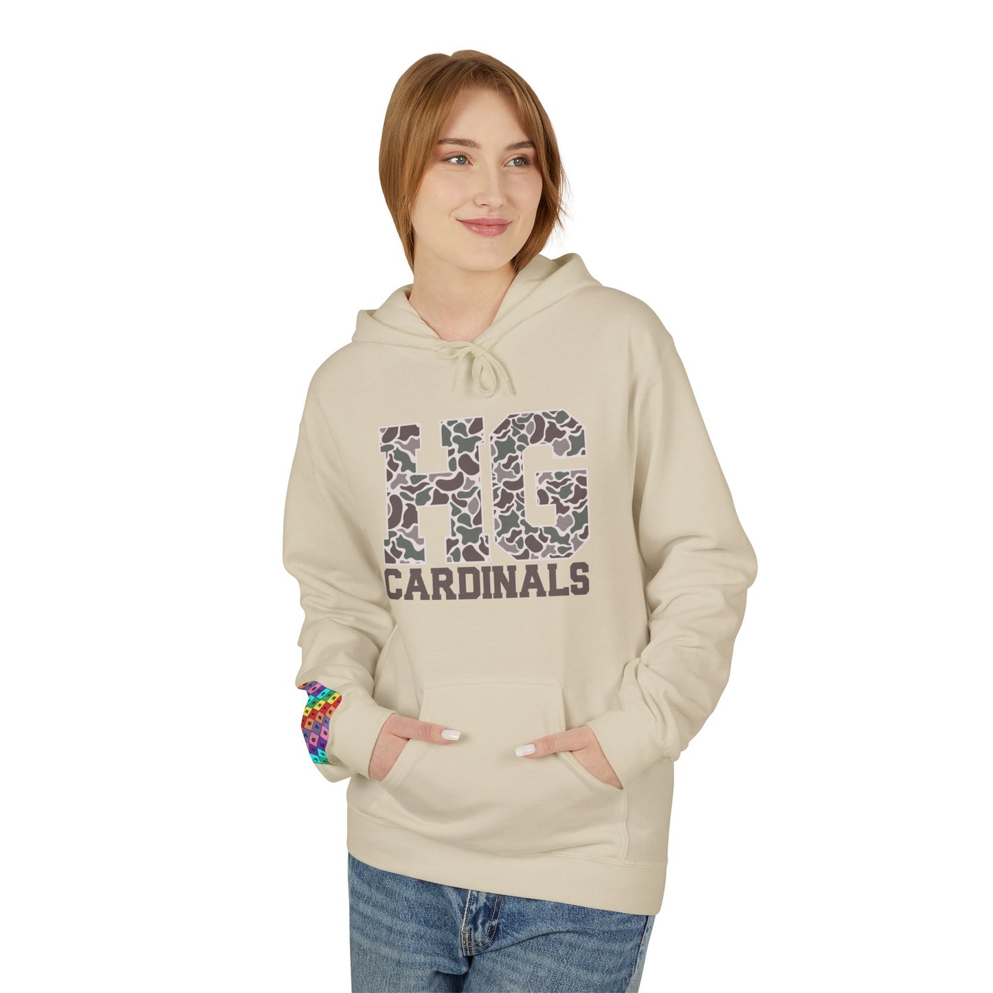 Old School Camo HG Cardinals - Midweight Softstyle Fleece Hoodie