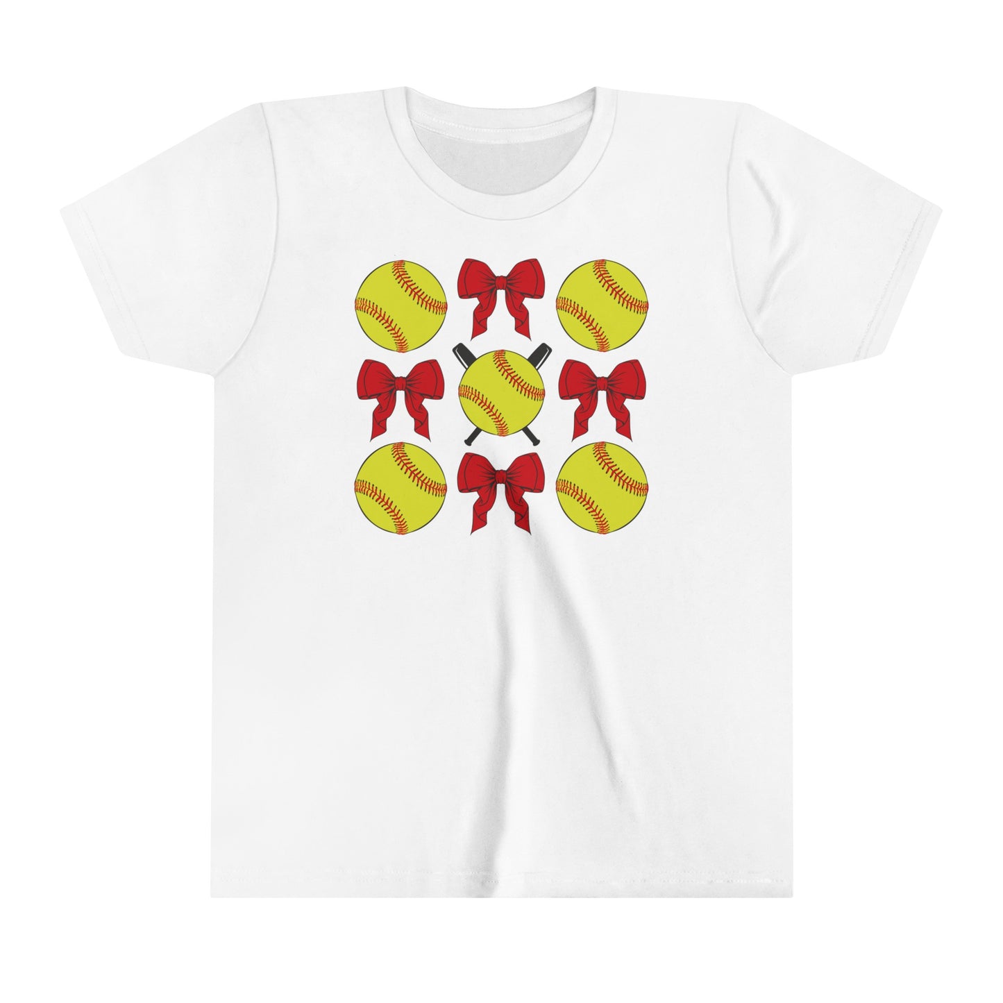 Softball and Bow Coquette - Bella + Canvas Youth Tee