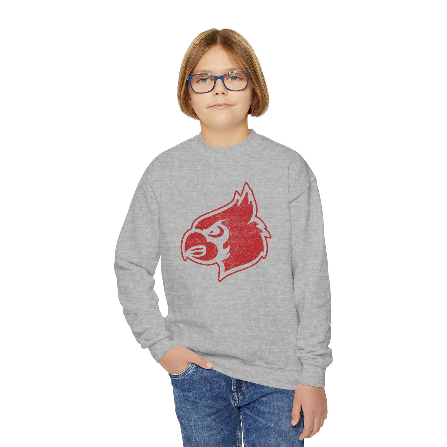 Distressed Cardinal - Youth Crew Sweatshirt