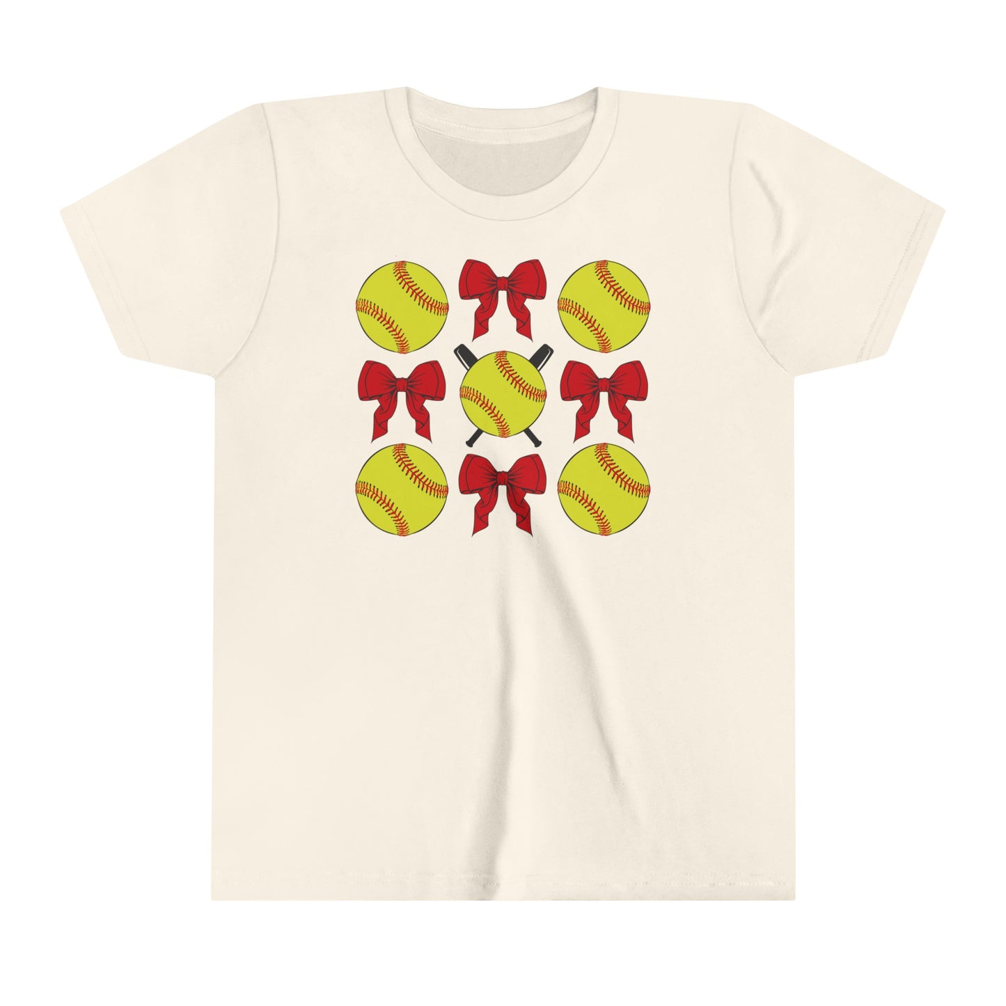 Softball and Bow Coquette - Bella + Canvas Youth Tee