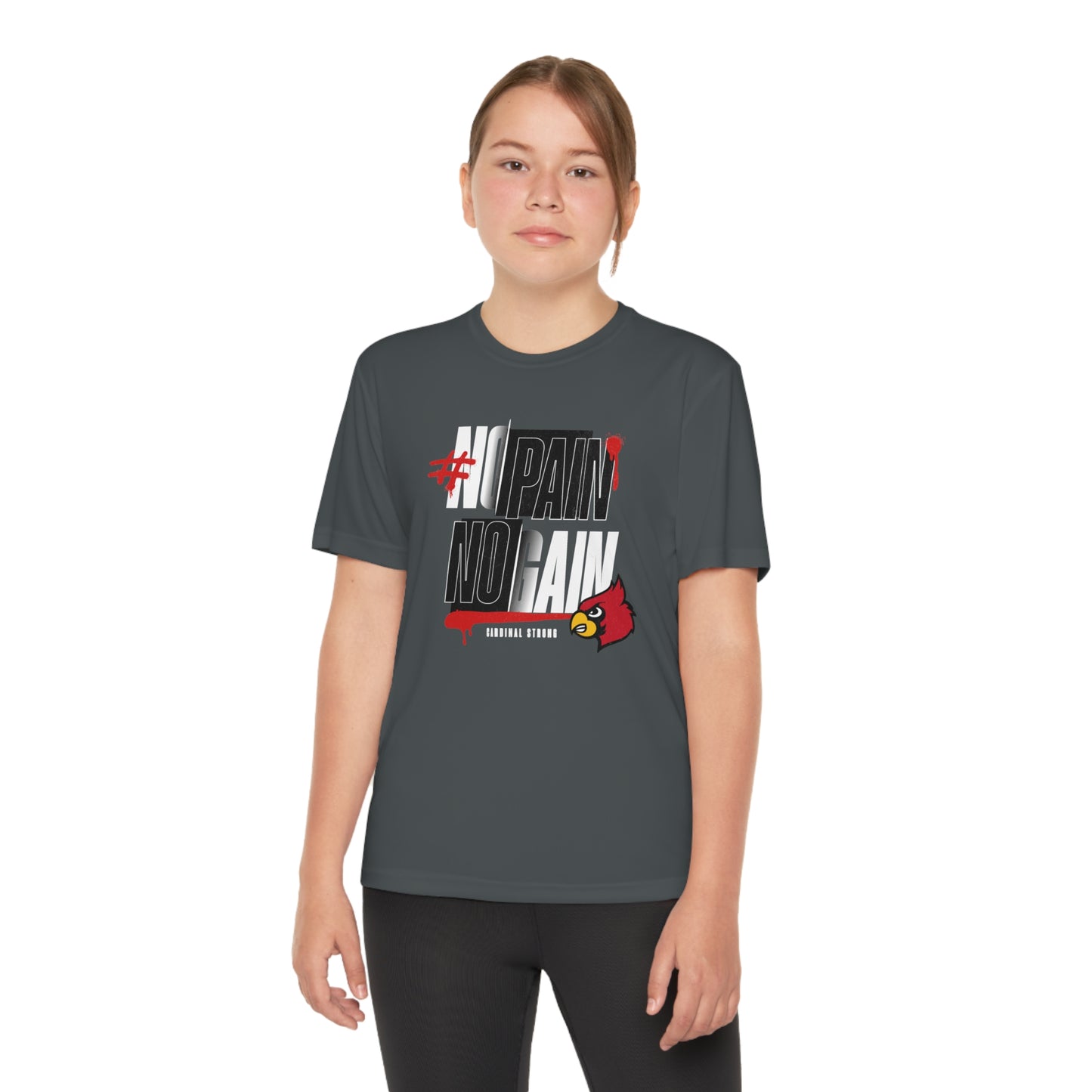 No Pain No Gain Cardinal - Youth Sport-Tek® Competitor™ Tee