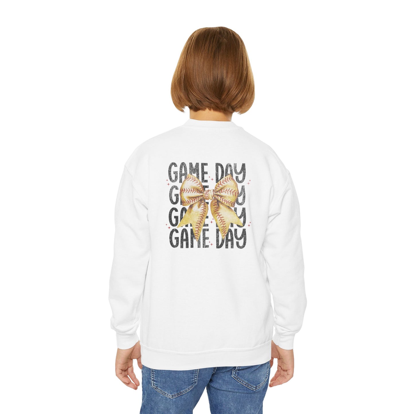 Game Day Softball Coquette - Youth Crew Sweatshirt
