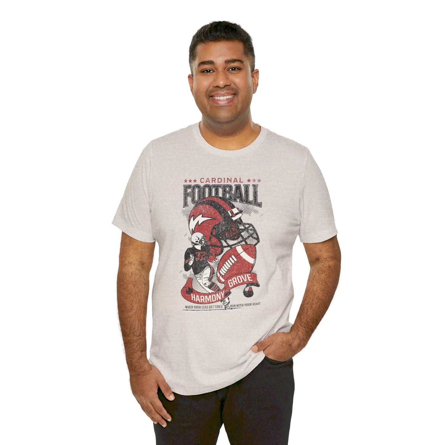 Vintage Cardinal Football - Bella + Canvas Short Sleeve Tee