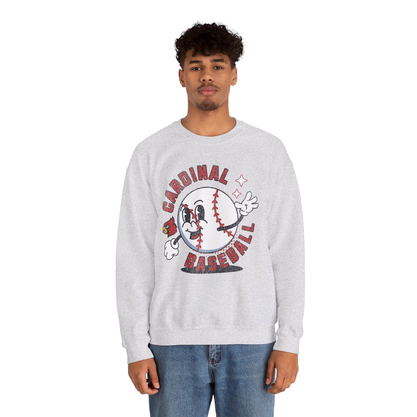 Retro Cardinal Baseball - Unisex Heavy Blend™ Crewneck Sweatshirt