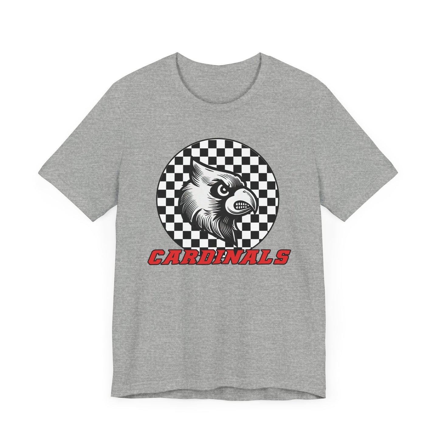 Cardinals Black and White Checkerboard - Bella + Canvas Short Sleeve Tee