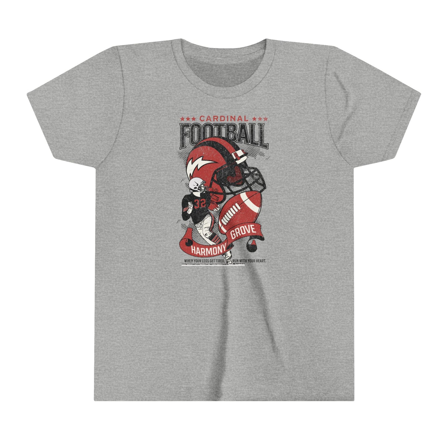 Vintage Cardinal Football - Bella + Canvas Youth Tee