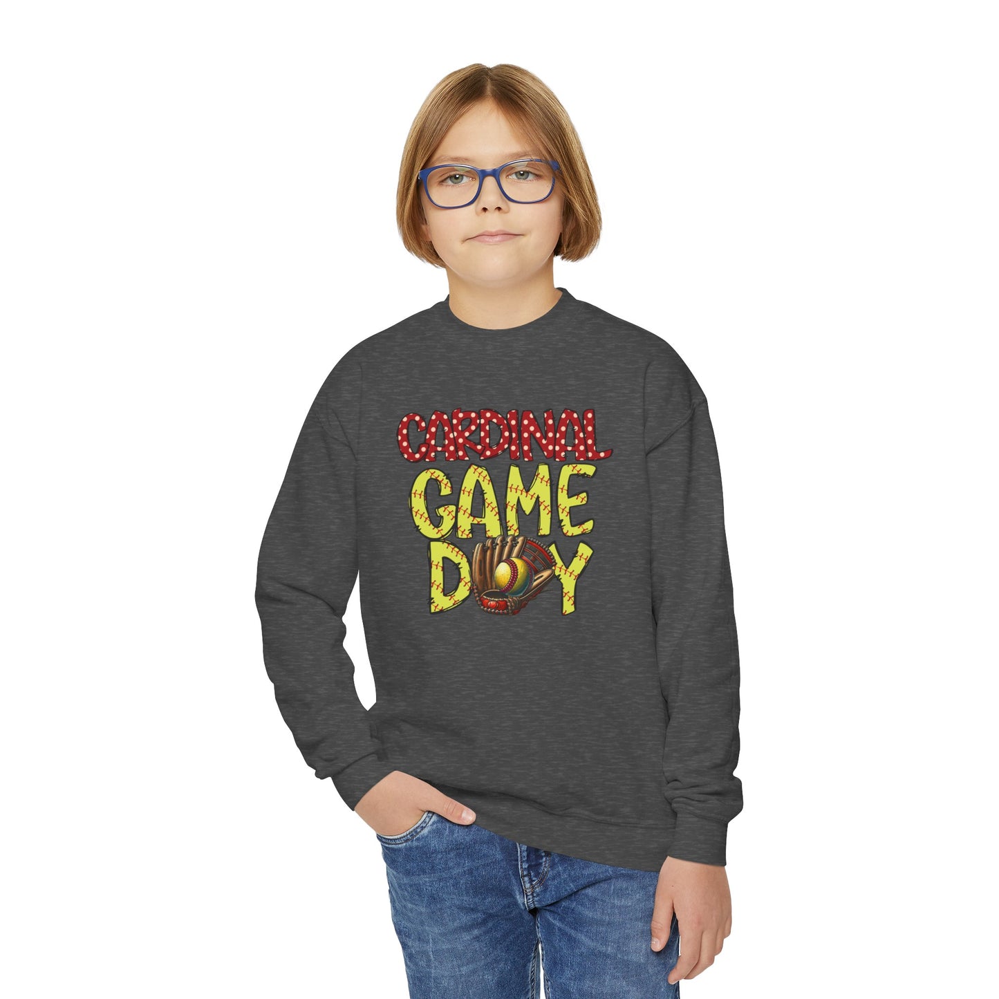 Cardinal Game Day Softball - Youth Crew Sweatshirt