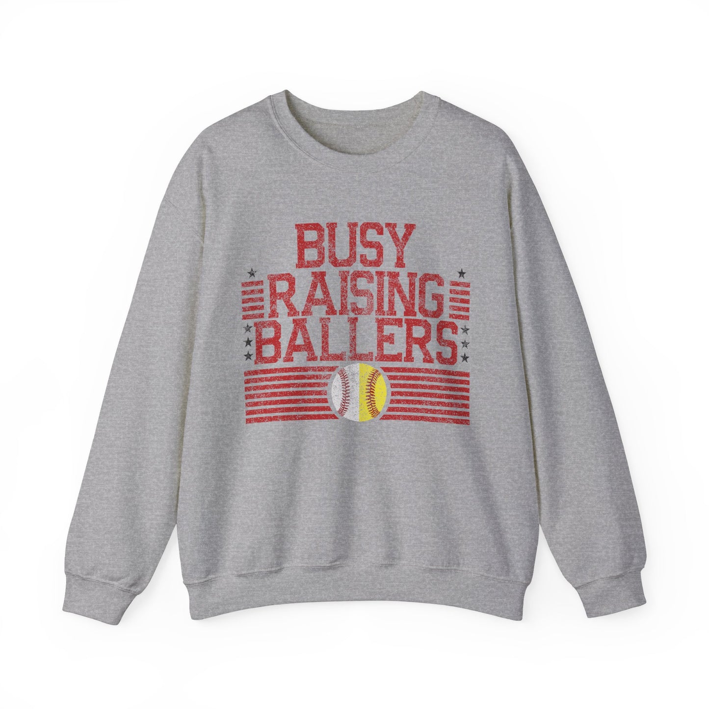 Busy Raising Ballers Baseball and Softball - Unisex Heavy Blend™ Crewneck Sweatshirt