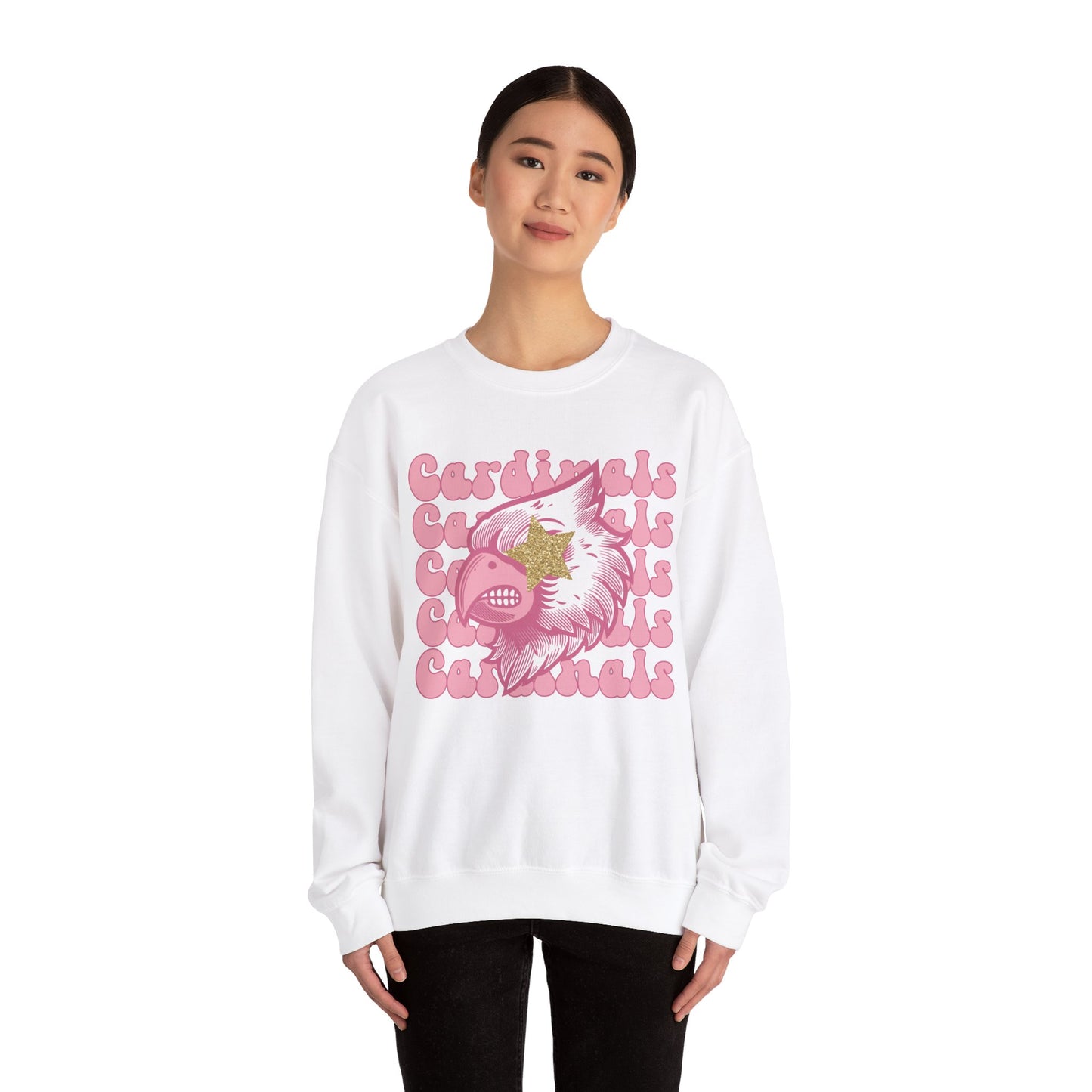 Pink Cardinals Star Eyes - Unisex Heavy Blend™ Crewneck Sweatshirt