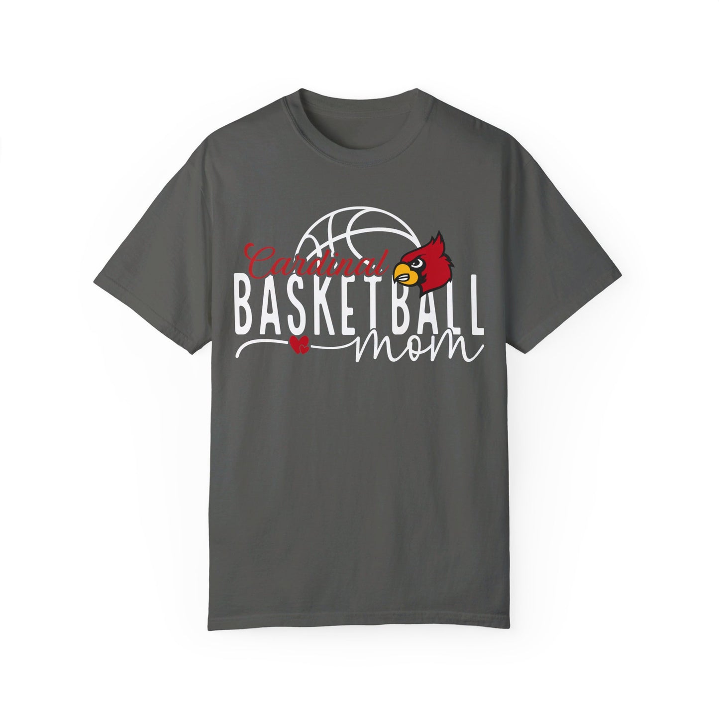 Cardinal Basketball Mom Hearts - Comfort Colors T-shirt