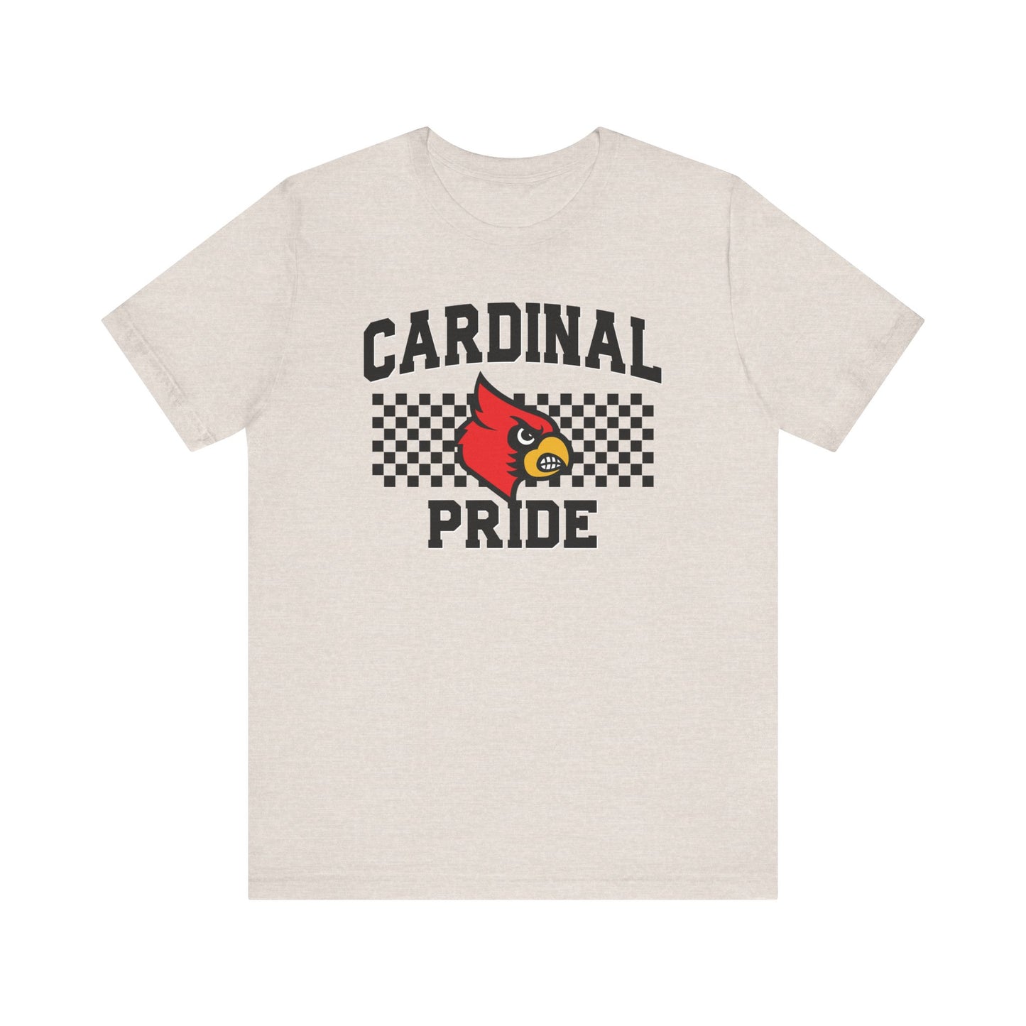 Cardinal Pride Black and White Checkerboard - Bella + Canvas Short Sleeve Tee