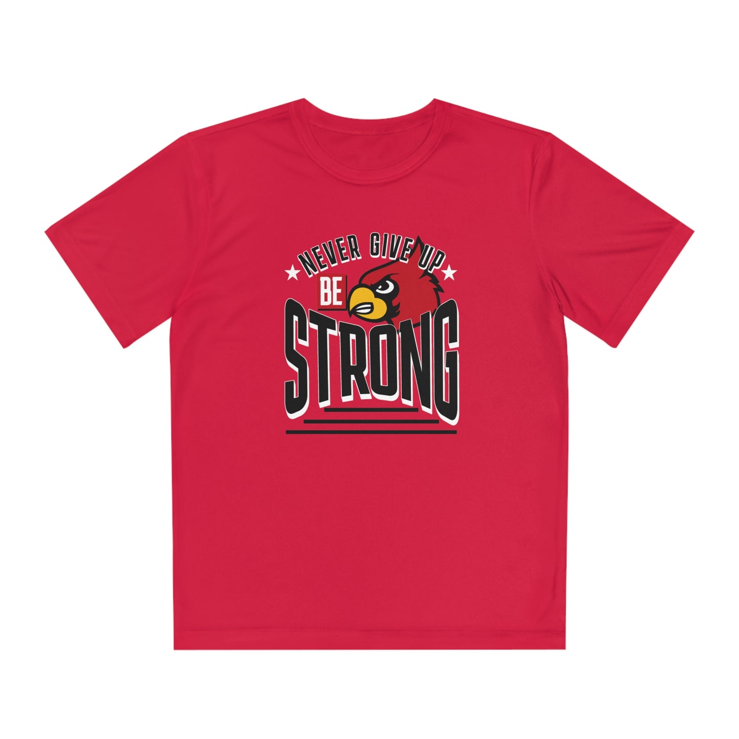 Never Give Up Cardinal - Youth Sport-Tek® Competitor™ Tee