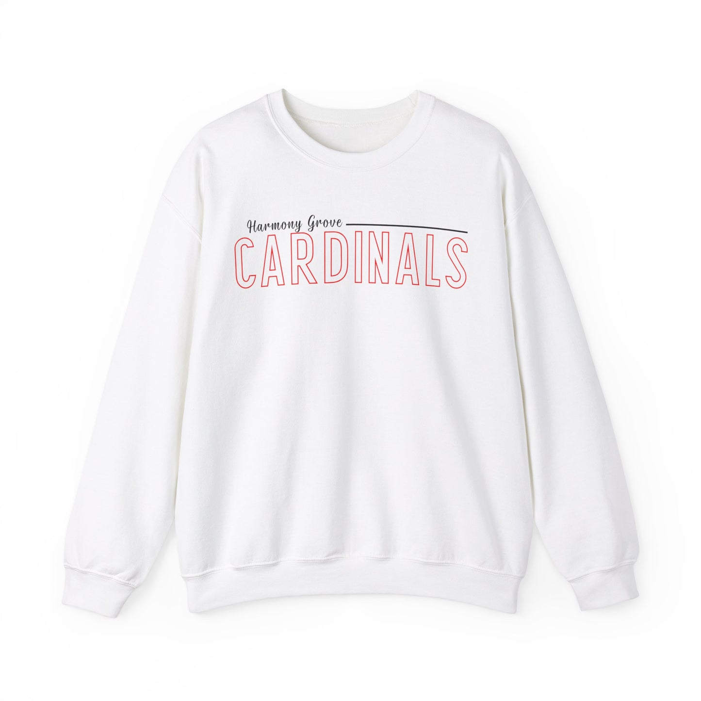 Harmony Grove Cardinals Outline Text - Unisex Heavy Blend™ Crewneck Sweatshirt