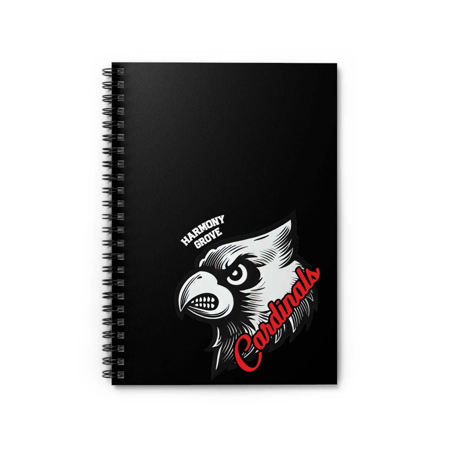 Harmony Grove Cardinals Black - Ruled Line Spiral Notebook
