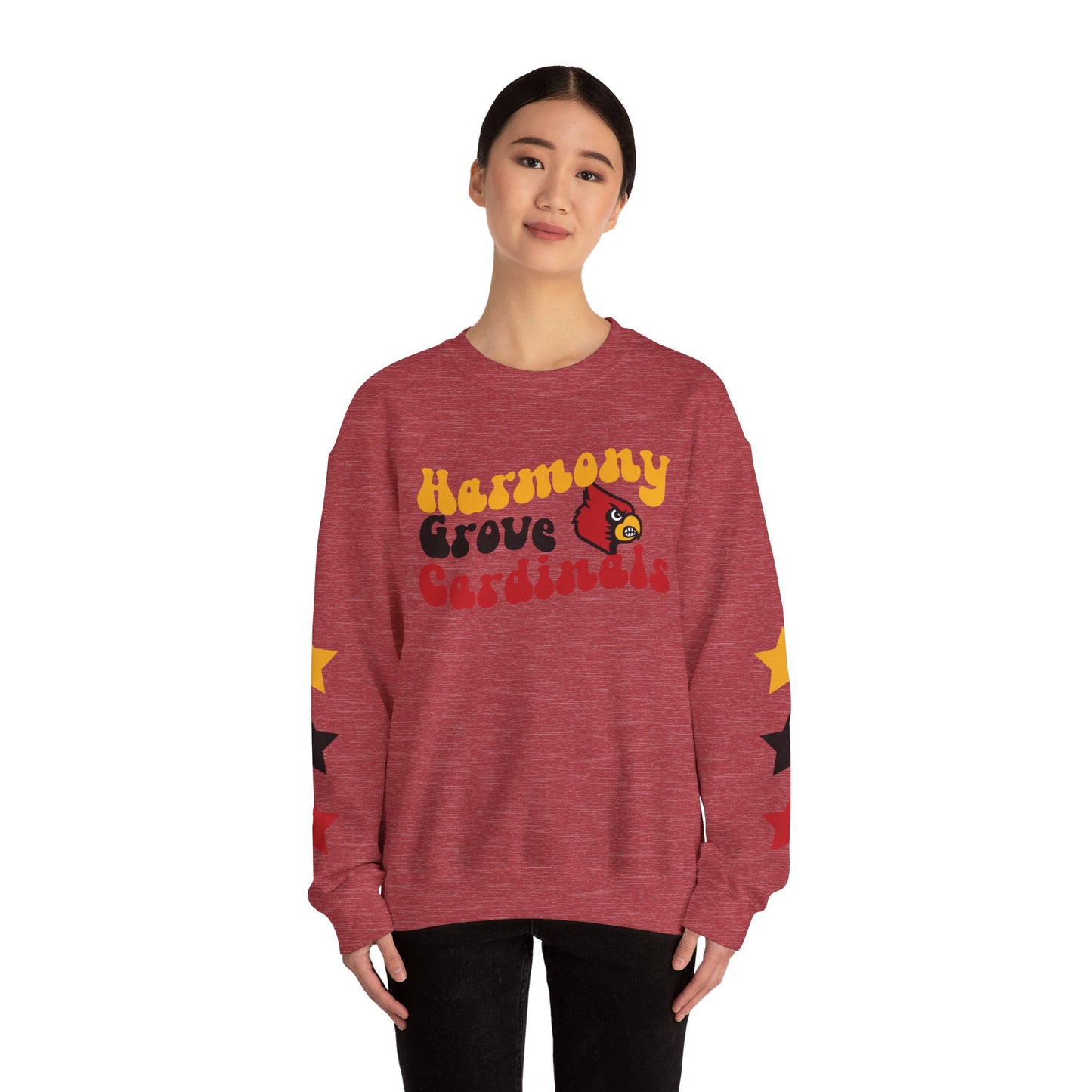 Harmony Grove Cardinals Star Sleeves - Unisex Heavy Blend™ Crewneck Sweatshirt