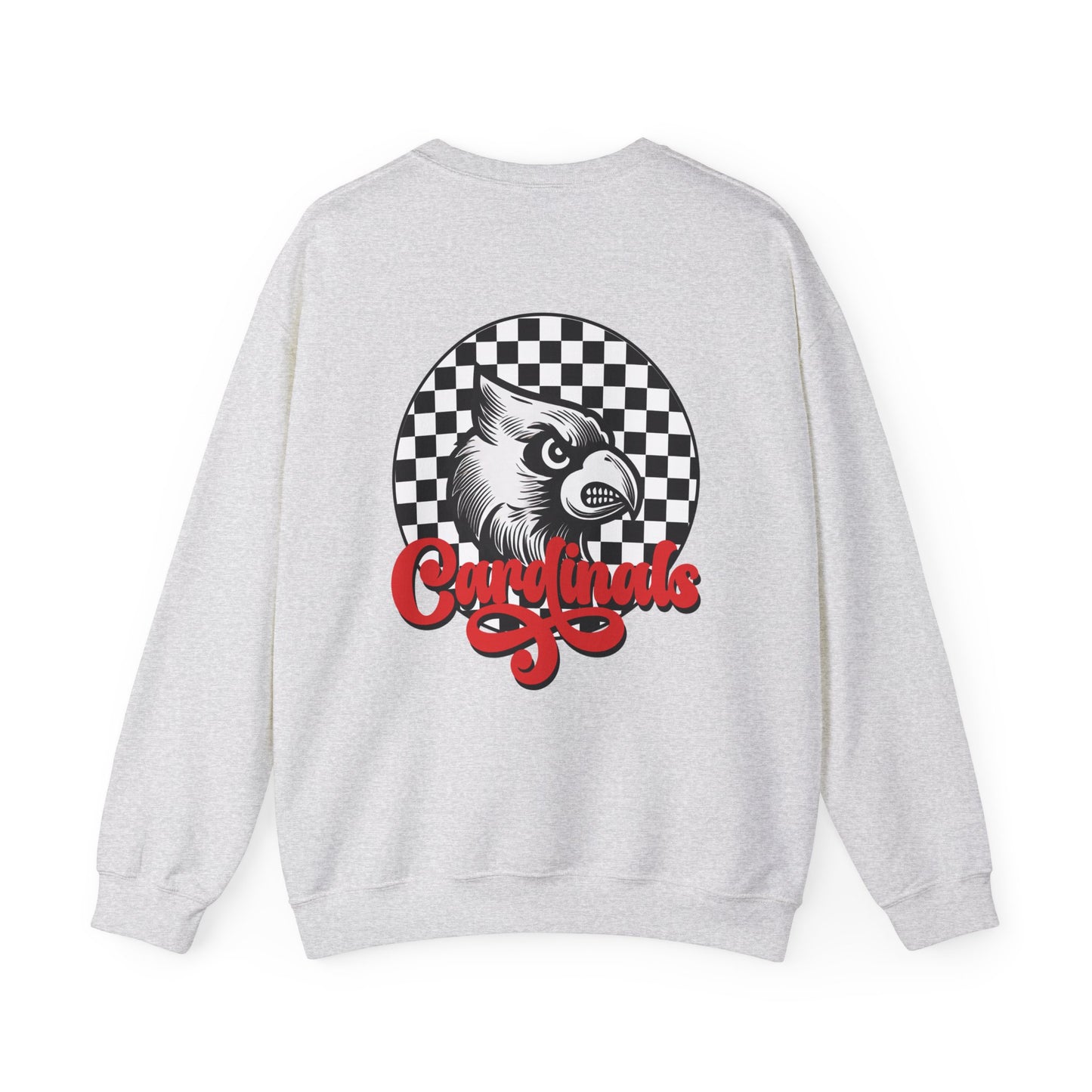 Black and White Check Cardinal Script - Unisex Heavy Blend™ Crewneck Sweatshirt