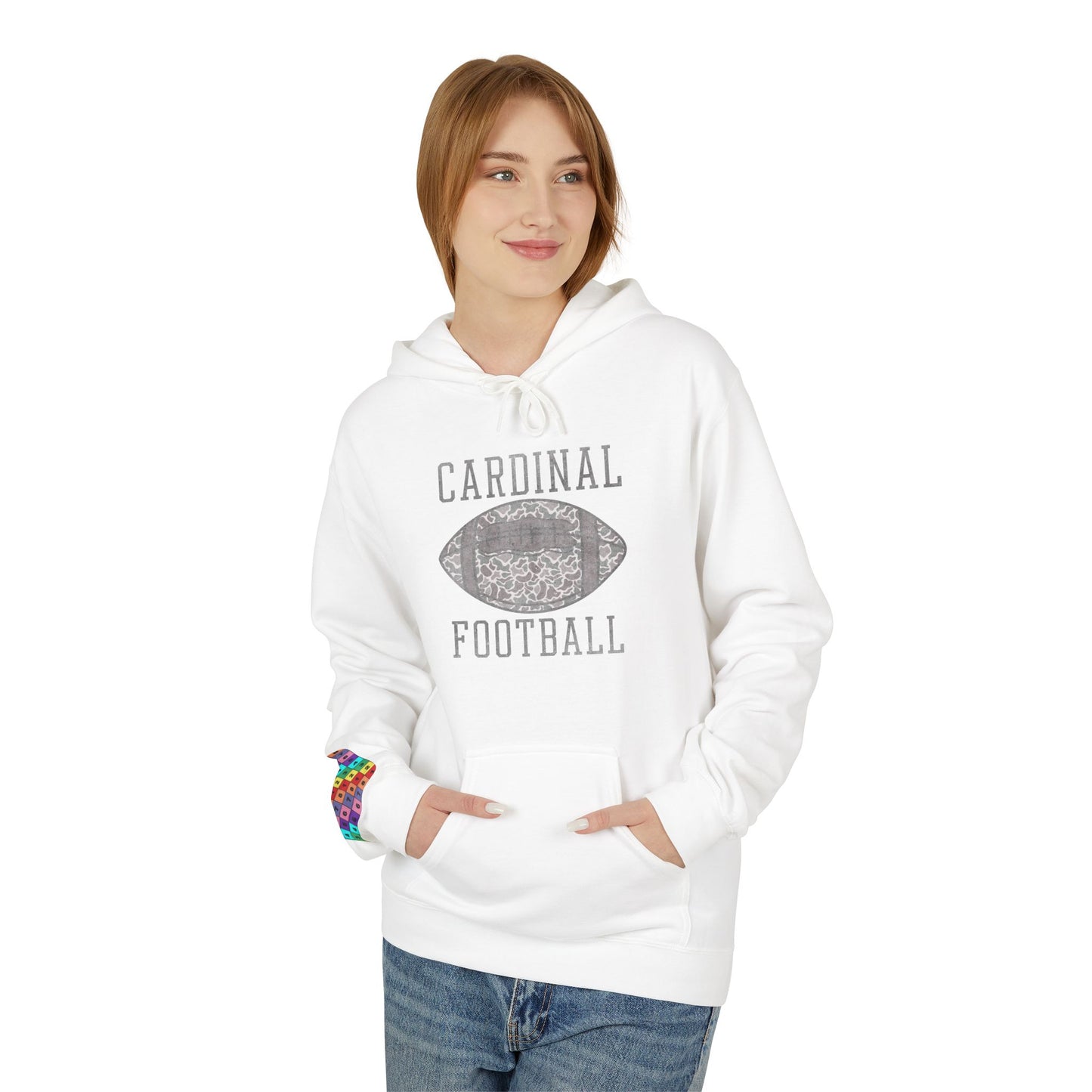 Old School Camo Cardinal Football - Midweight Softstyle Fleece Hoodie