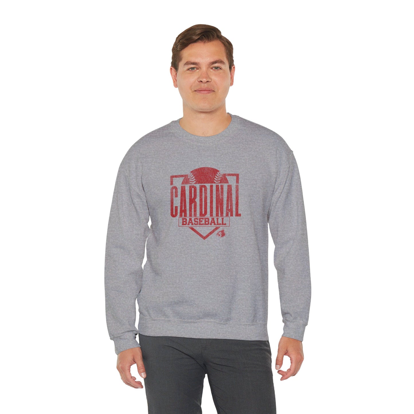 Vintage Cardinal Baseball Plate - Unisex Heavy Blend™ Crewneck Sweatshirt