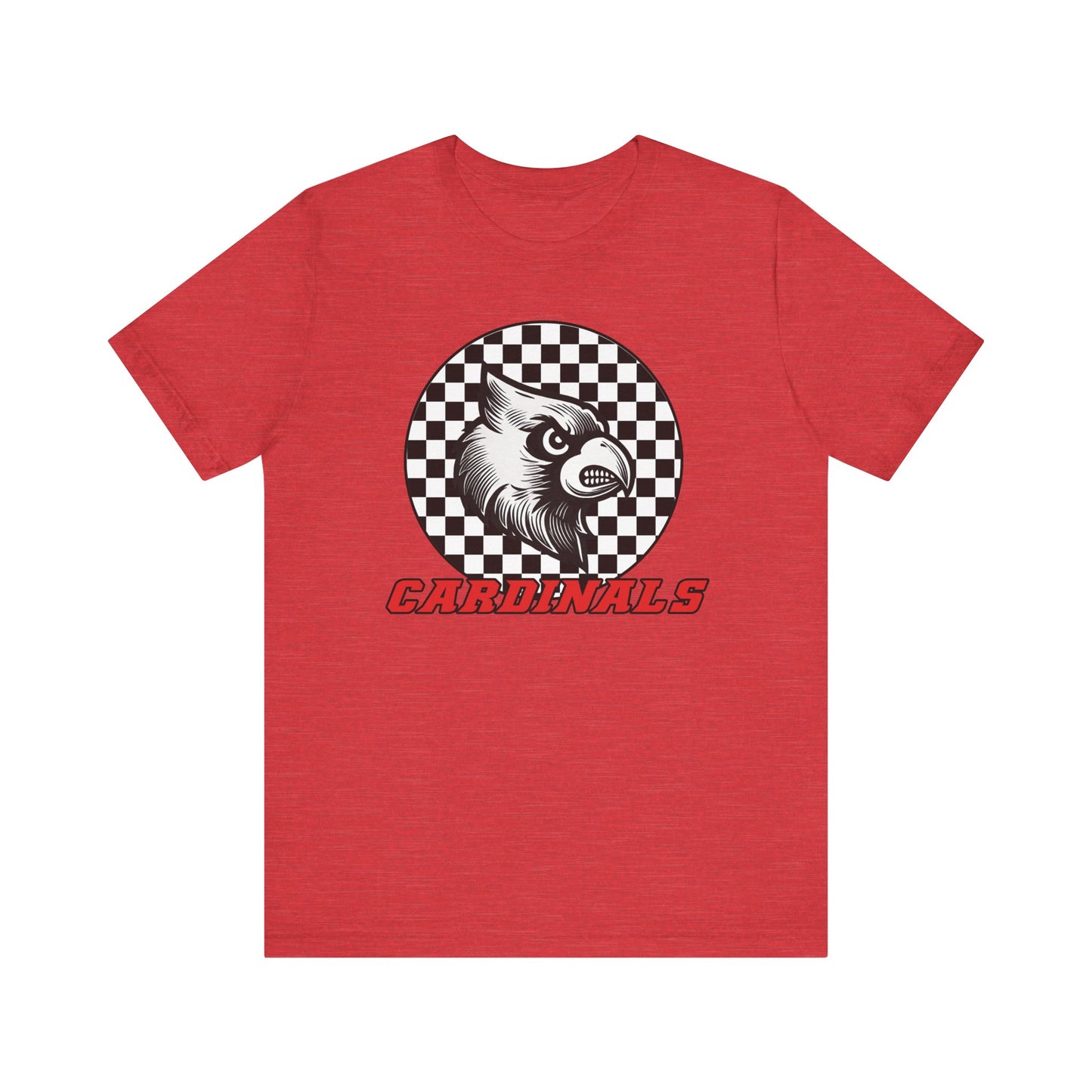 Cardinals Black and White Checkerboard - Bella + Canvas Short Sleeve Tee