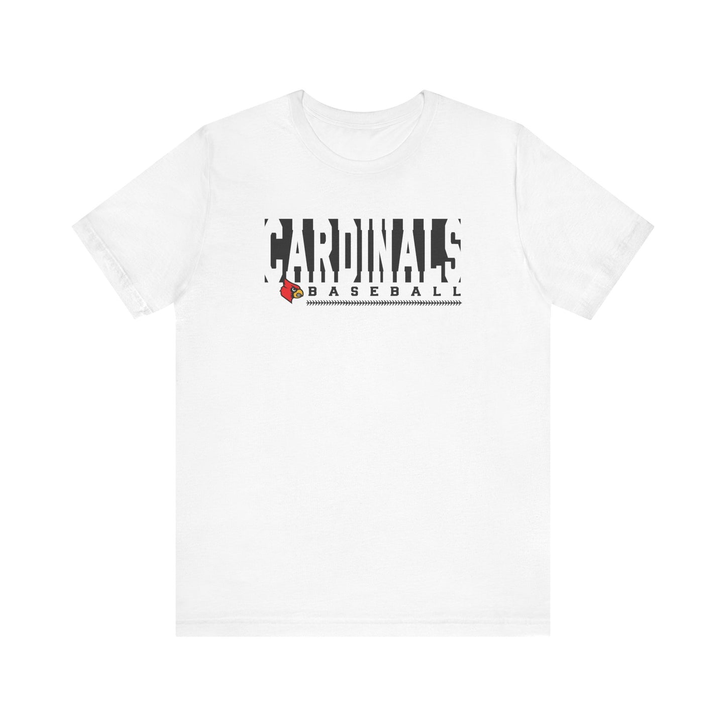Cardinals Baseball Inset Text - Bella + Canvas Short Sleeve Tee