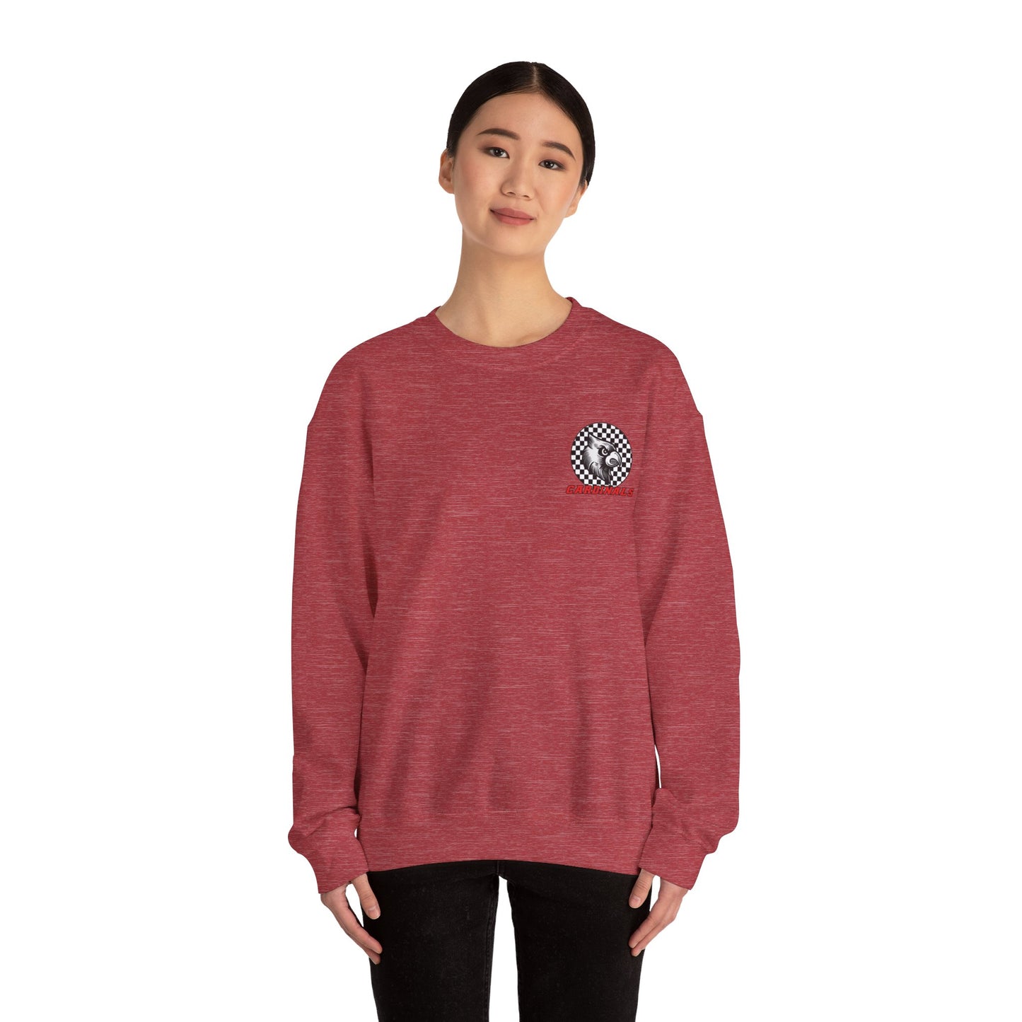 Black and White Checkered Cardinal - of Unisex Heavy Blend™ Crewneck Sweatshirt
